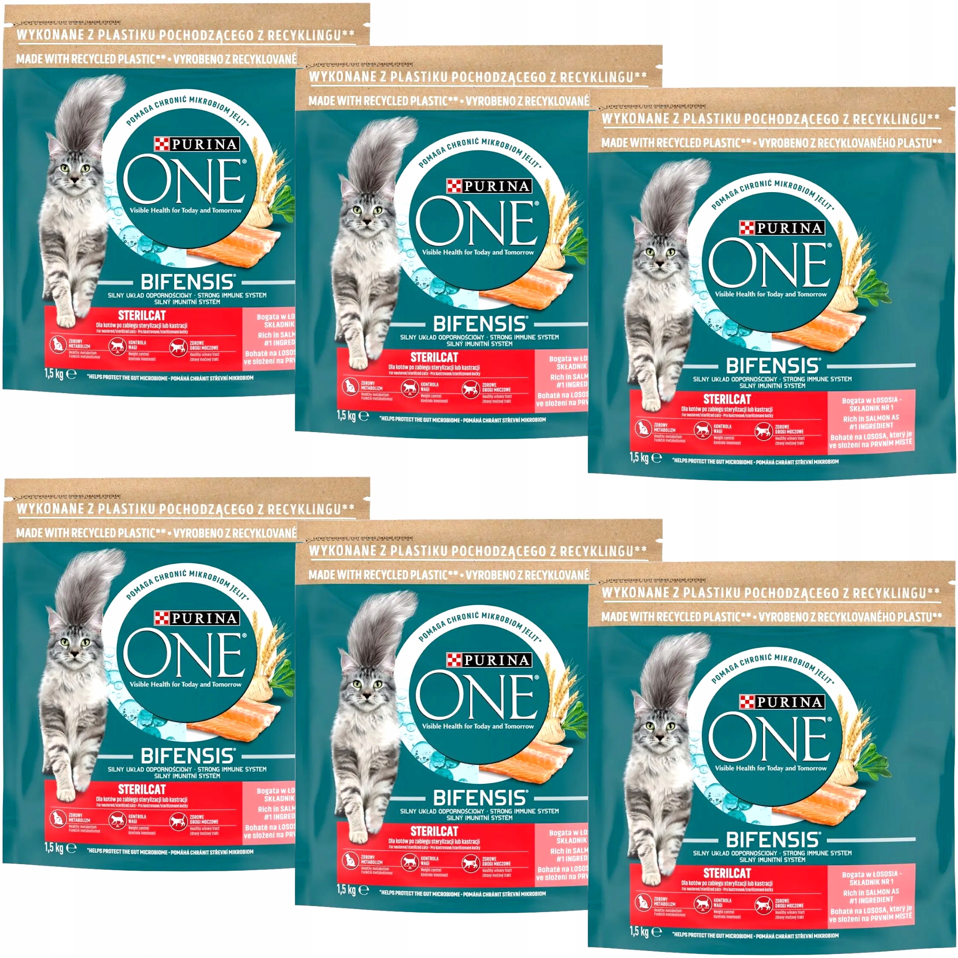 Levně Purina One Sterilcat S Lososem Suché Krmivo pro kočky 6 x 1,5 kg