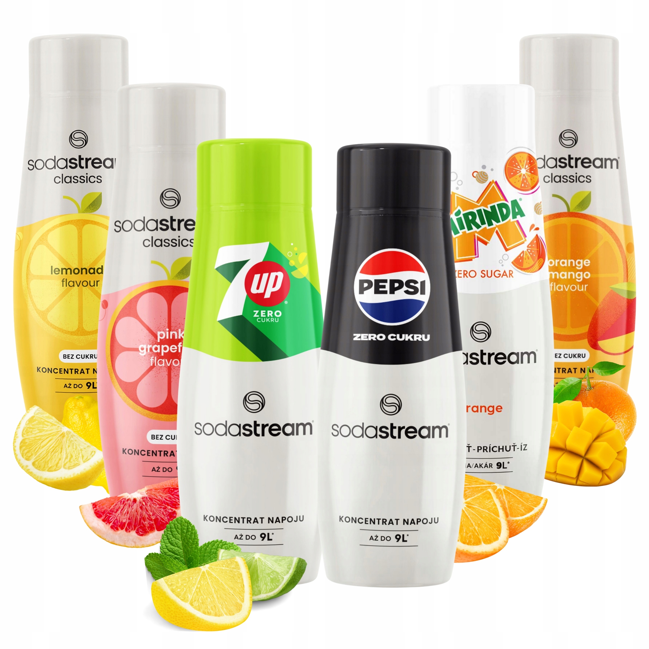 6X Syrop Sodastream 440 ML Bez Cukru Koncentraty Do Wody Saturatora Zestaw
