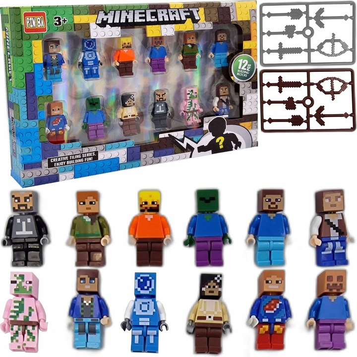 FIGURKI MINECRAFT 12szt AKCESORIA ZESTAW KLOCKI Kod producenta 584422