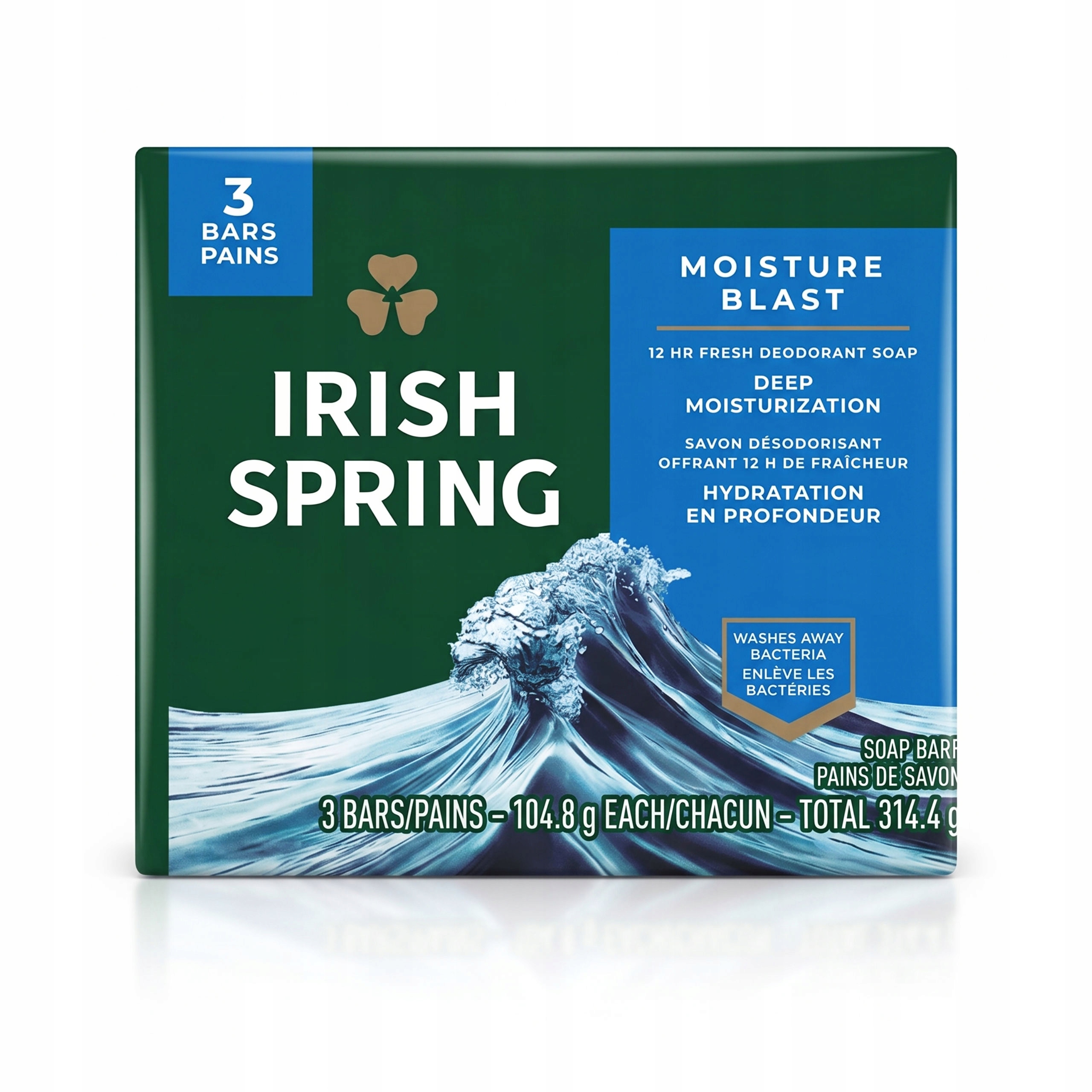 Irish Spring Moisture Blast Mýdlo 105 g x 3 ks