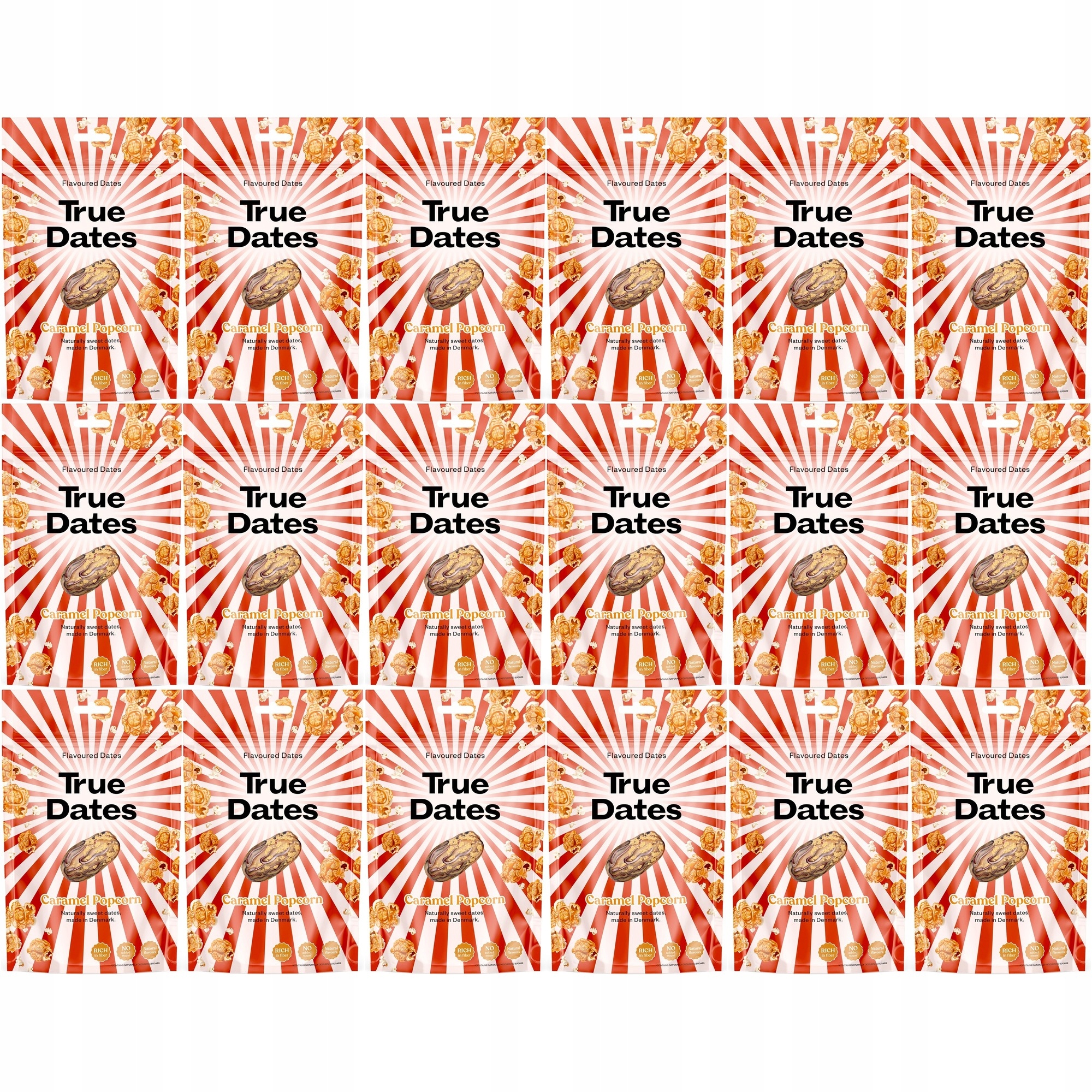 Zestaw daktyli True Dates daktyle o smaku Karmelowego Popkornu 18 szt.