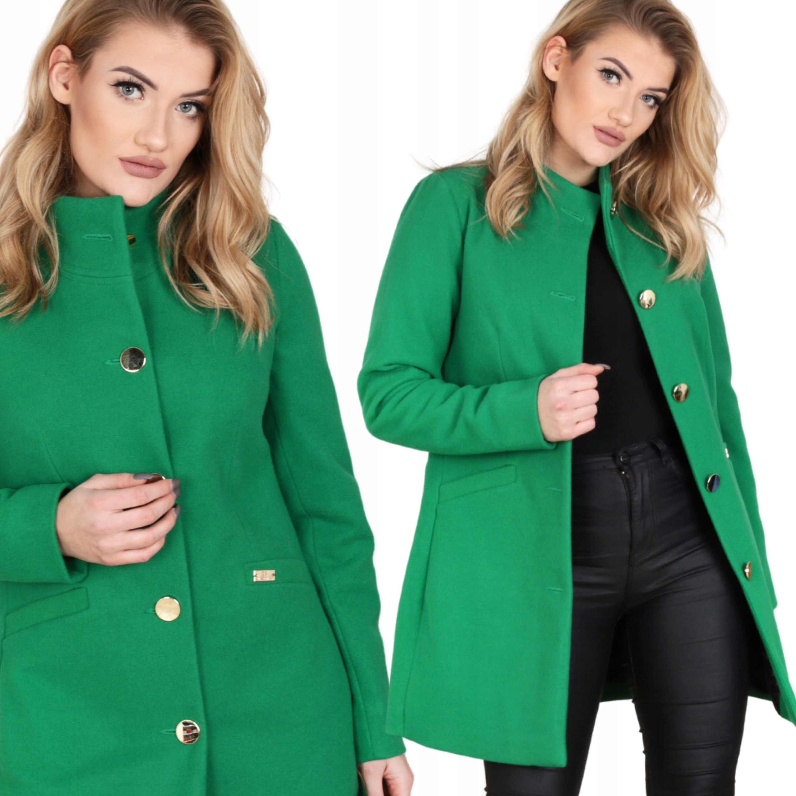 Płaszcz Damski Długi Wiosenny Jesienny Zimowy Ocieplany Pl But Ziel 36 S