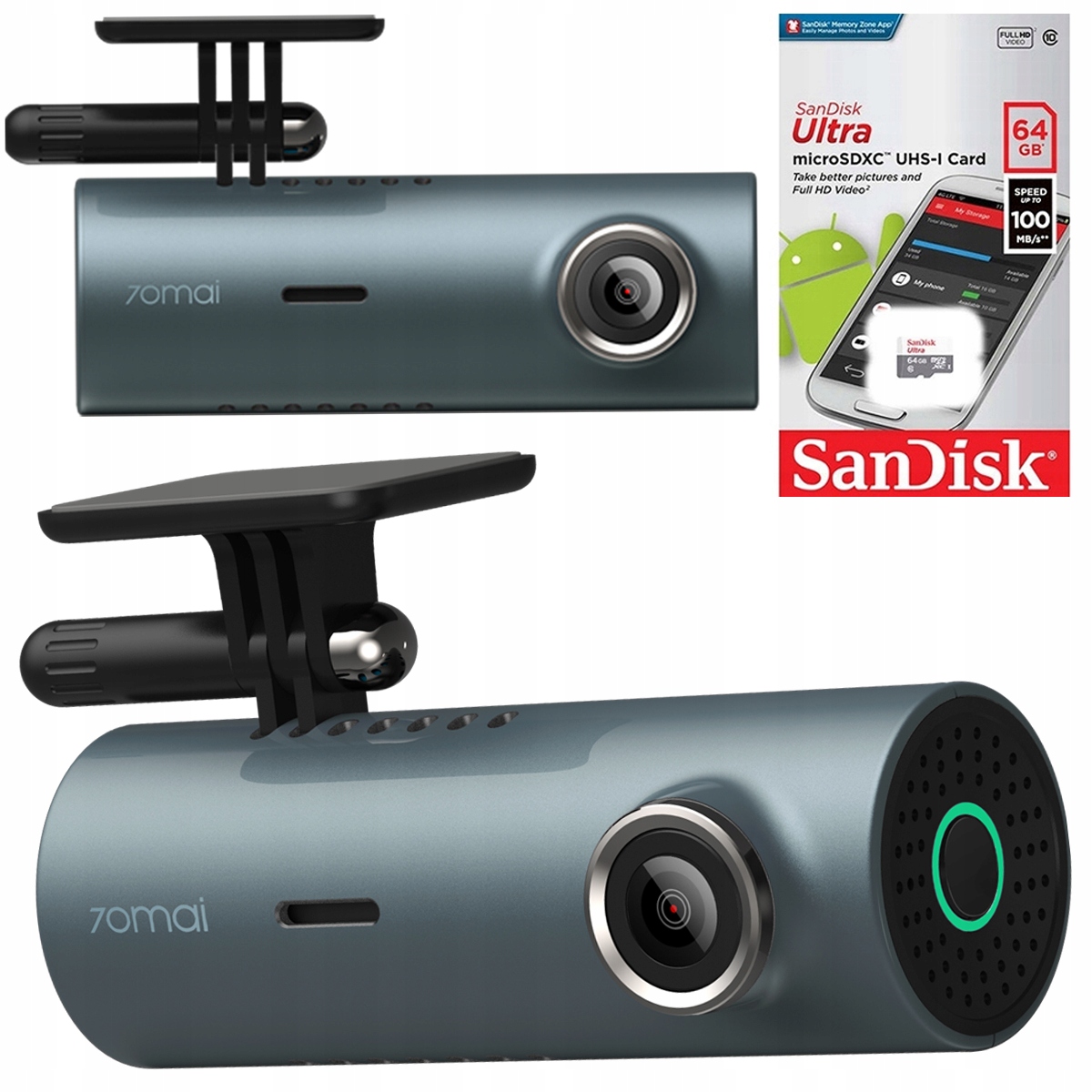 

70mai M300 język Pl karta Sandisk 64 Gb 100 MB/s