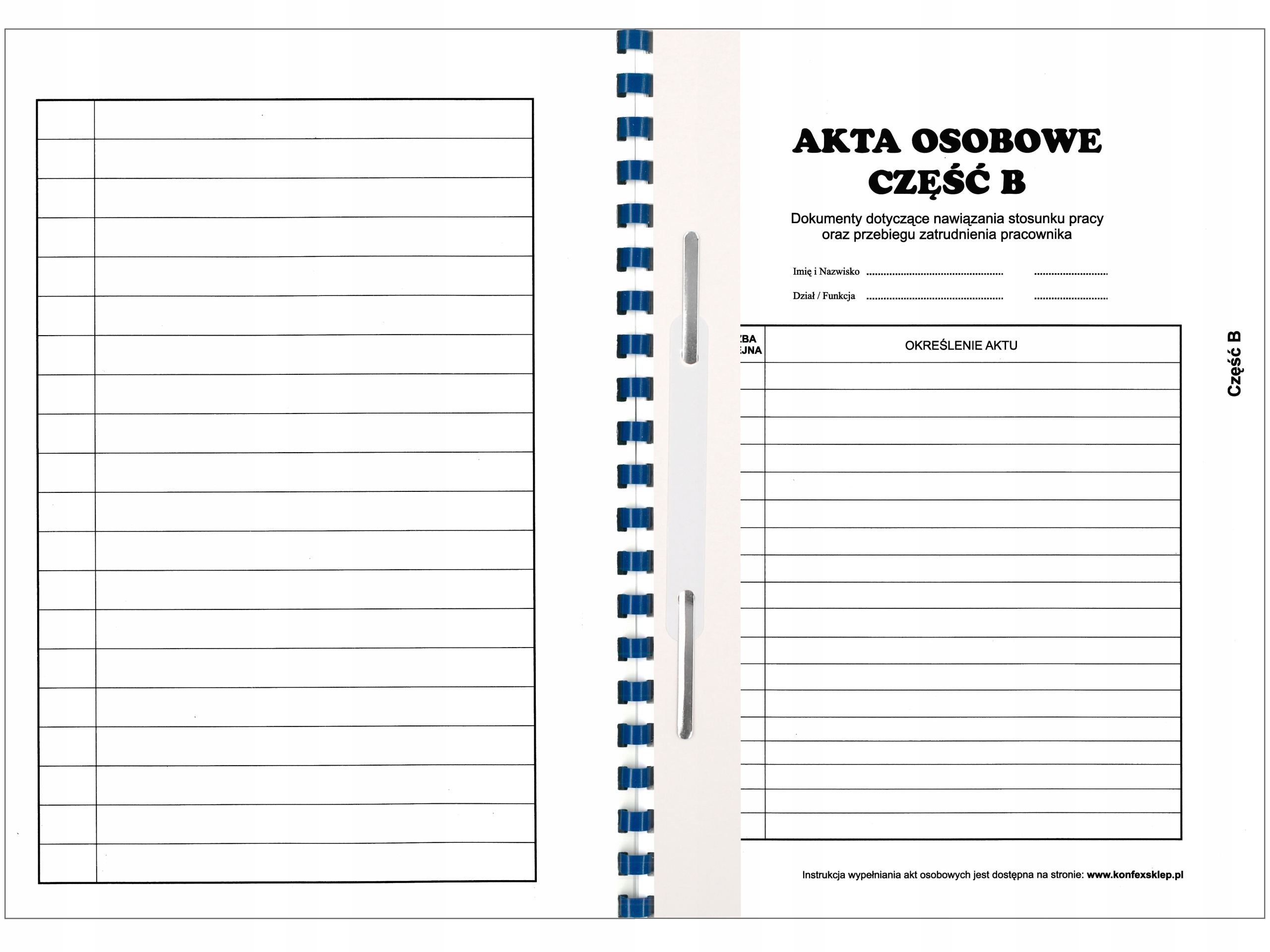 Teczka AKTA OSOBOWE z bindą T-02 niebieska Marka Konfex