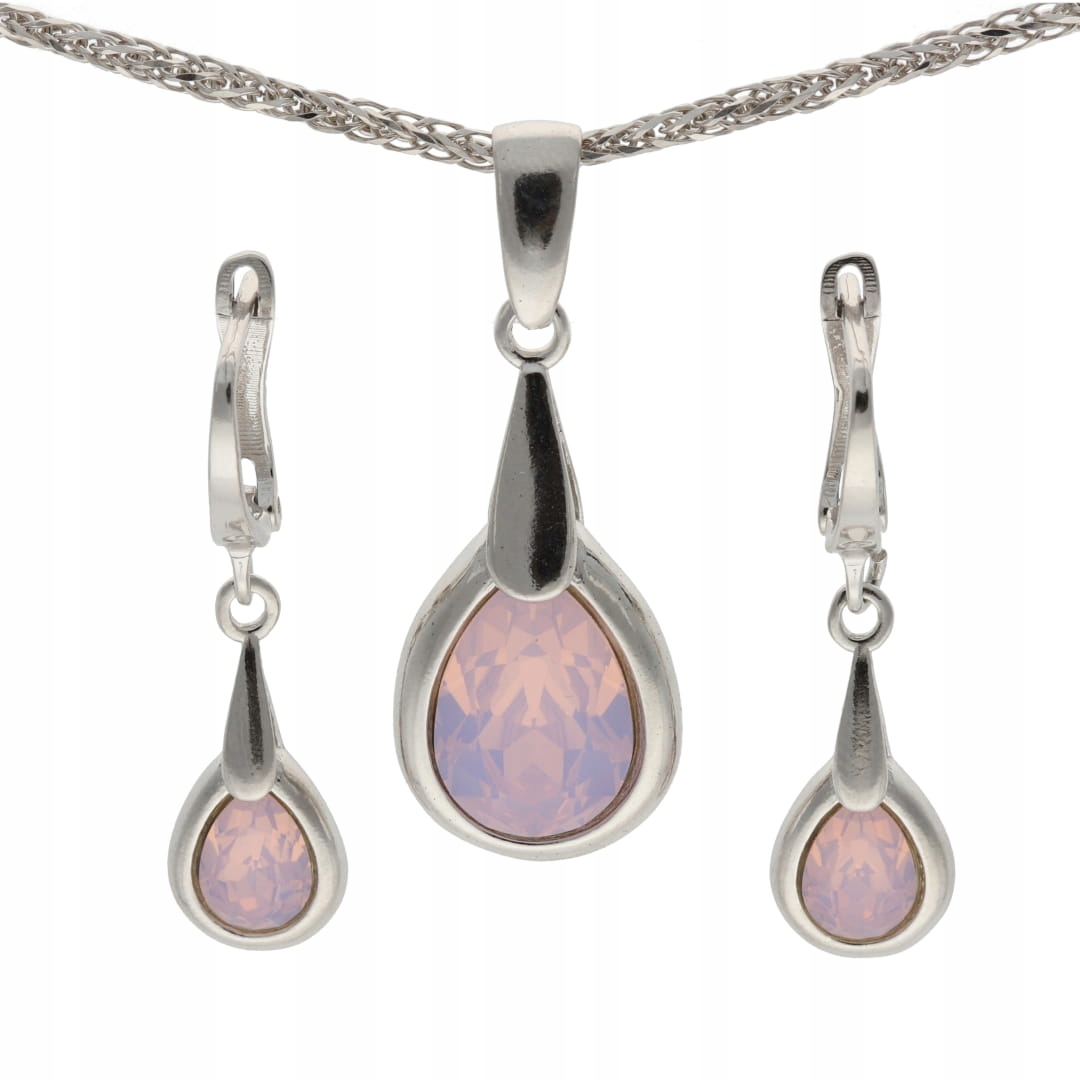 Sada slziček s růžovým krystalem Swarovski