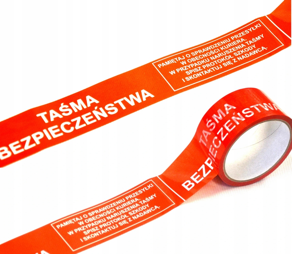 TAŚMA PAKOWA KLEJĄC BEZPIECZEŃSTWA CZERWONA MOCNA