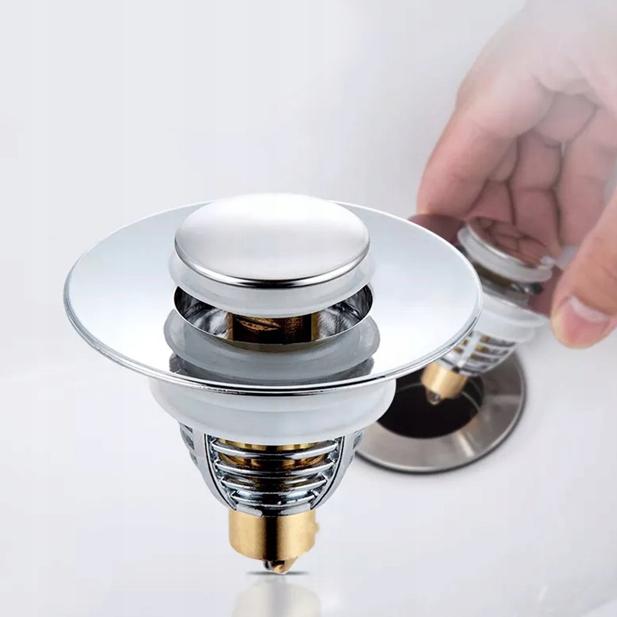 UNIWERSALNY KOREK DO UMYWALEK FILTR ODPŁYWOWY KLIK KLAK UMYWALKOWY SILVER Rodzaj automatyczny klik-klak z sitkiem