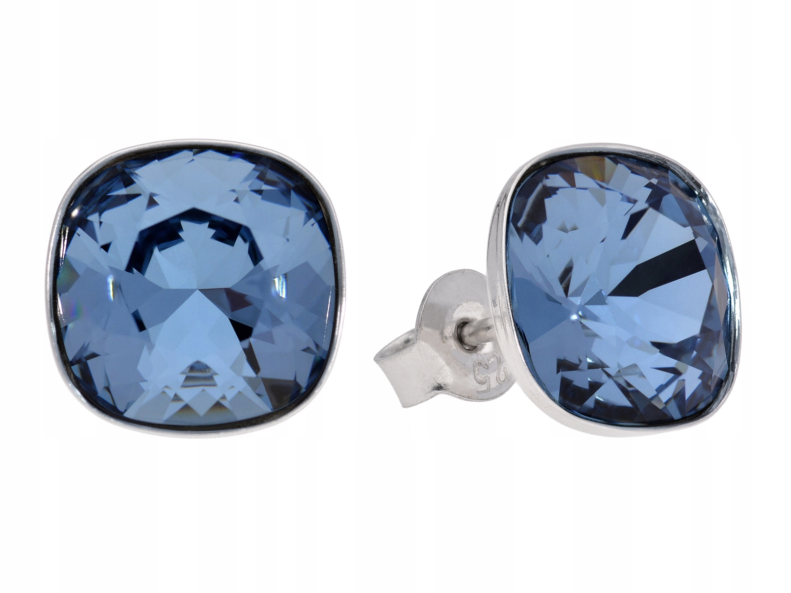 

Kolczyki srebro niebieski kwadrat Swarovski