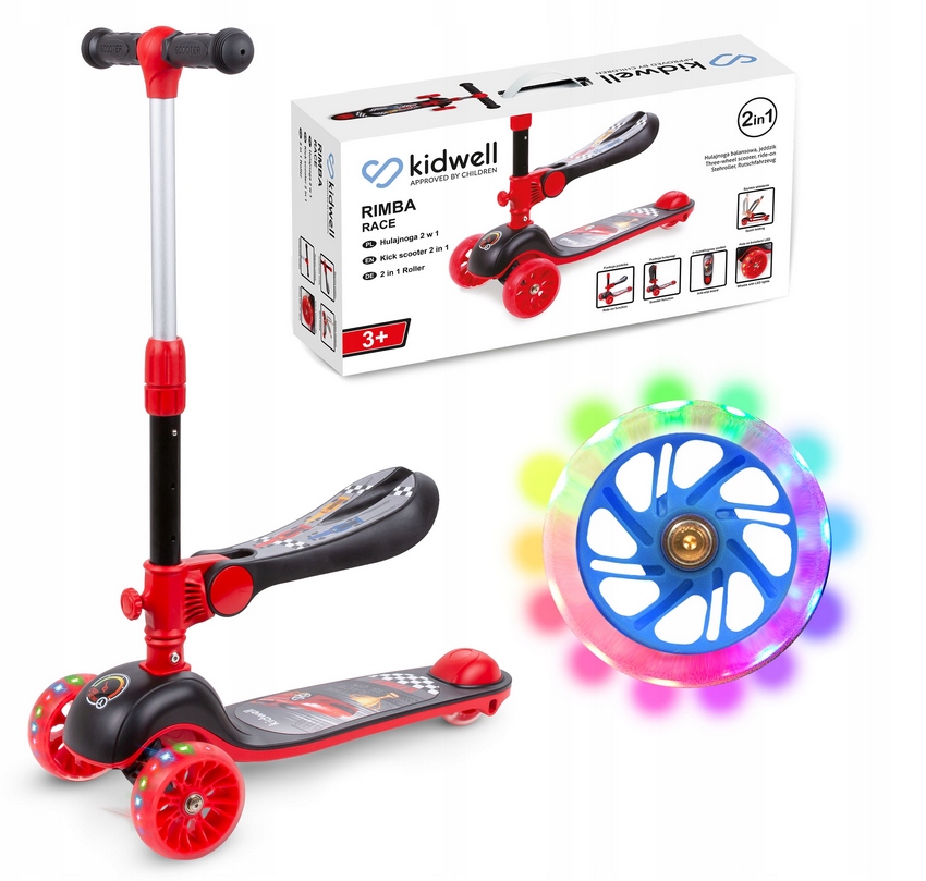 Hulajnoga balansowa 2w1 Kidwell RIMBA Jeździk LED Klasa łożysk ABEC-7