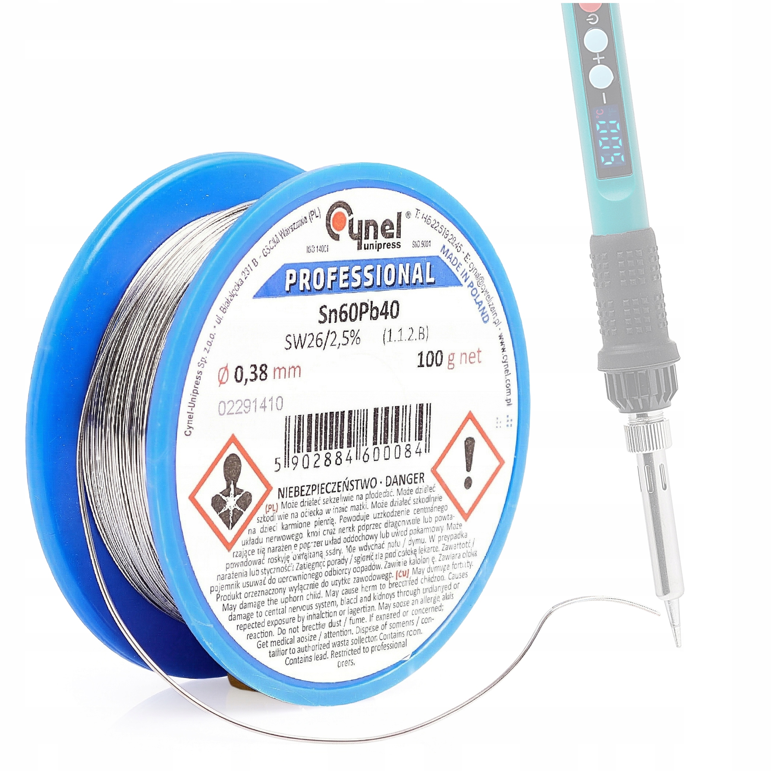 ОЛОВО CYNEL С ФЛЮСОМ SN60PB40-SW26 0,38 100 Г