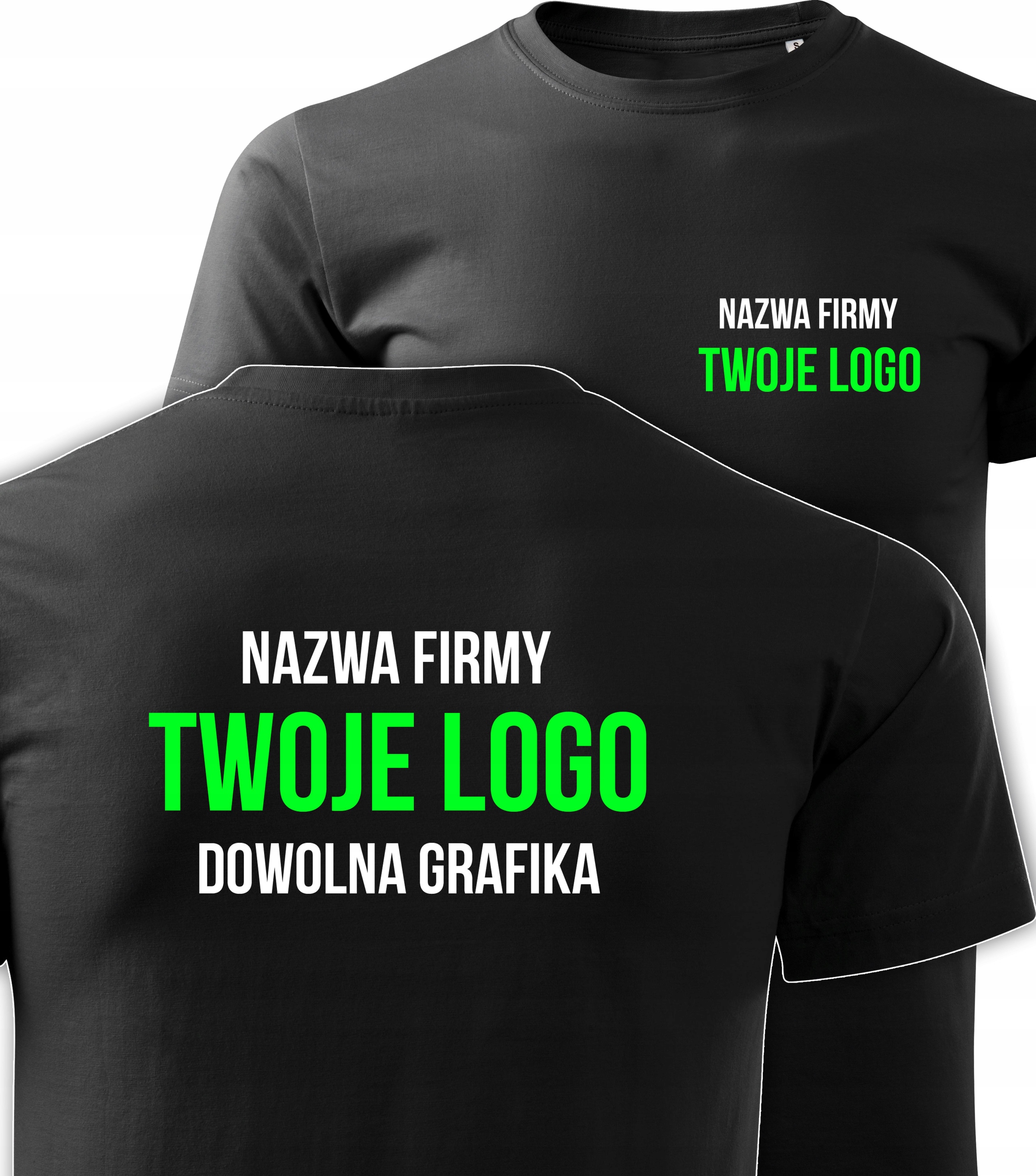 KOSZULKA Firmowa, Z Własnym NADRUKIEM LOGO - Kreator Zaprojektuj Sam Kolor Rozmiar M