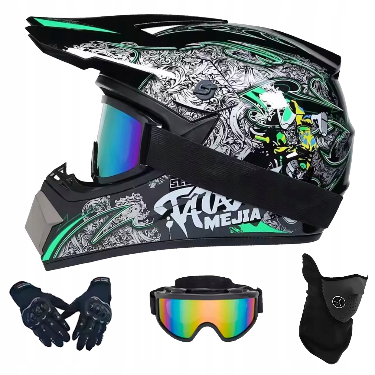Helma Na Elektrickou Koloběžku Cross Enduro Quad Bmx Helma Brýle Rukavice M