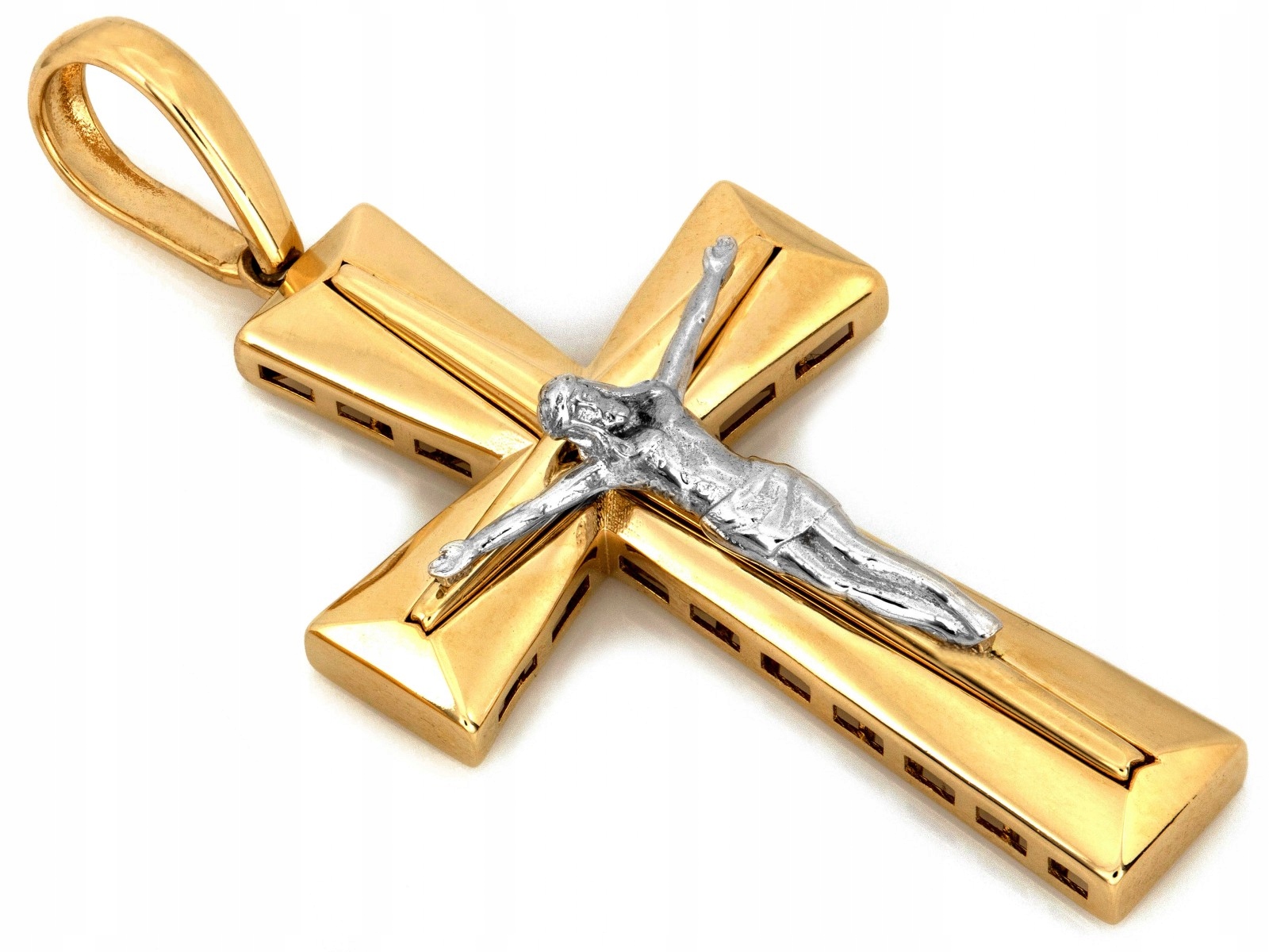 Přívěsek zlatý 585 14k dvoubarevný křížek 5.40g jako dárek k sv. přijímání