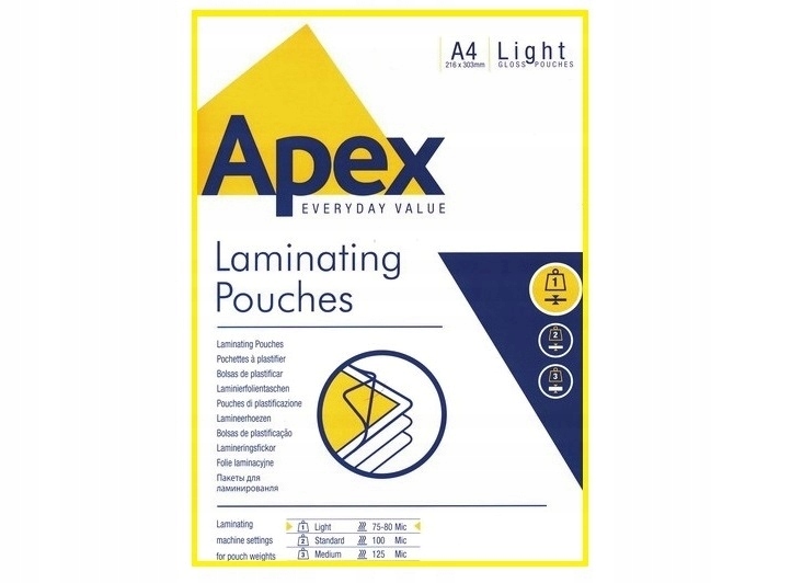 Folia do laminacji A4 błyszcząca 80 µm Apex 100 szt.