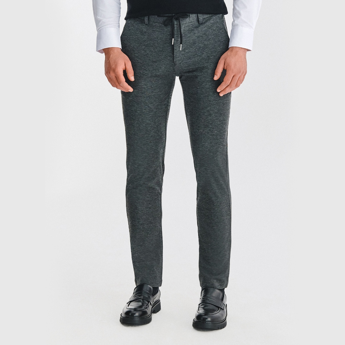 Šedé pánské ležérní kalhoty se zavazováním Pako Lorente vel