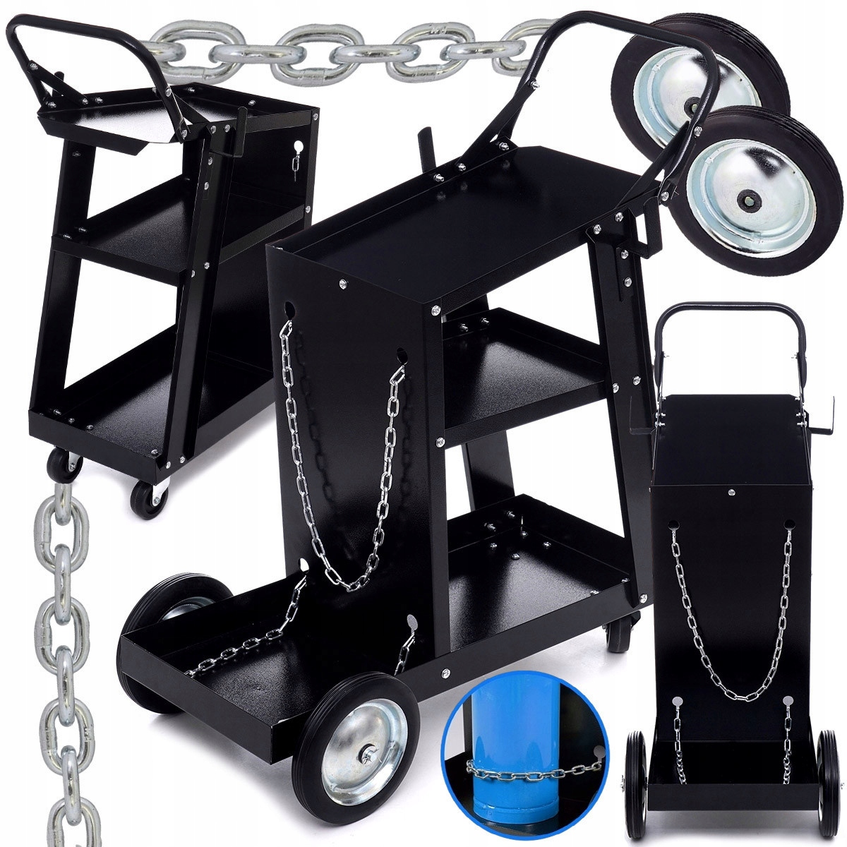 Svářečský Vozík Mamuth 3-policový 85 kg 70x37x90 cm Mobilní Na Láhev Migomat