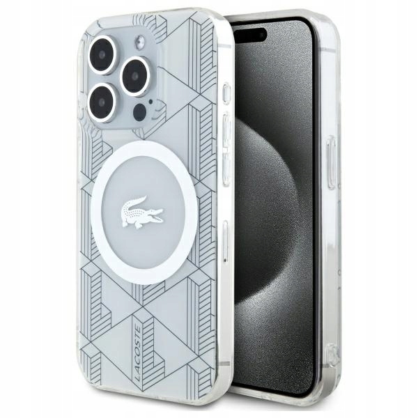 Etui Lacoste do iPhone 15 Pro 6.1" farine hardcase IML Blend Monogram MagSa