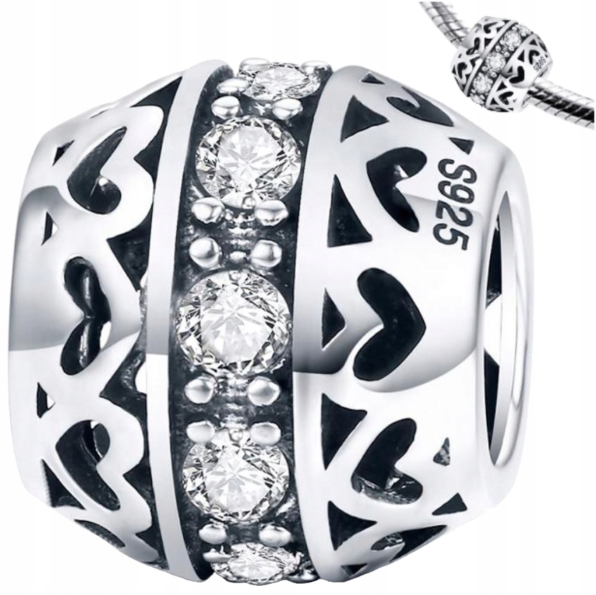 

Charms koralik srebro 925 zawieszka cyrkonie S925