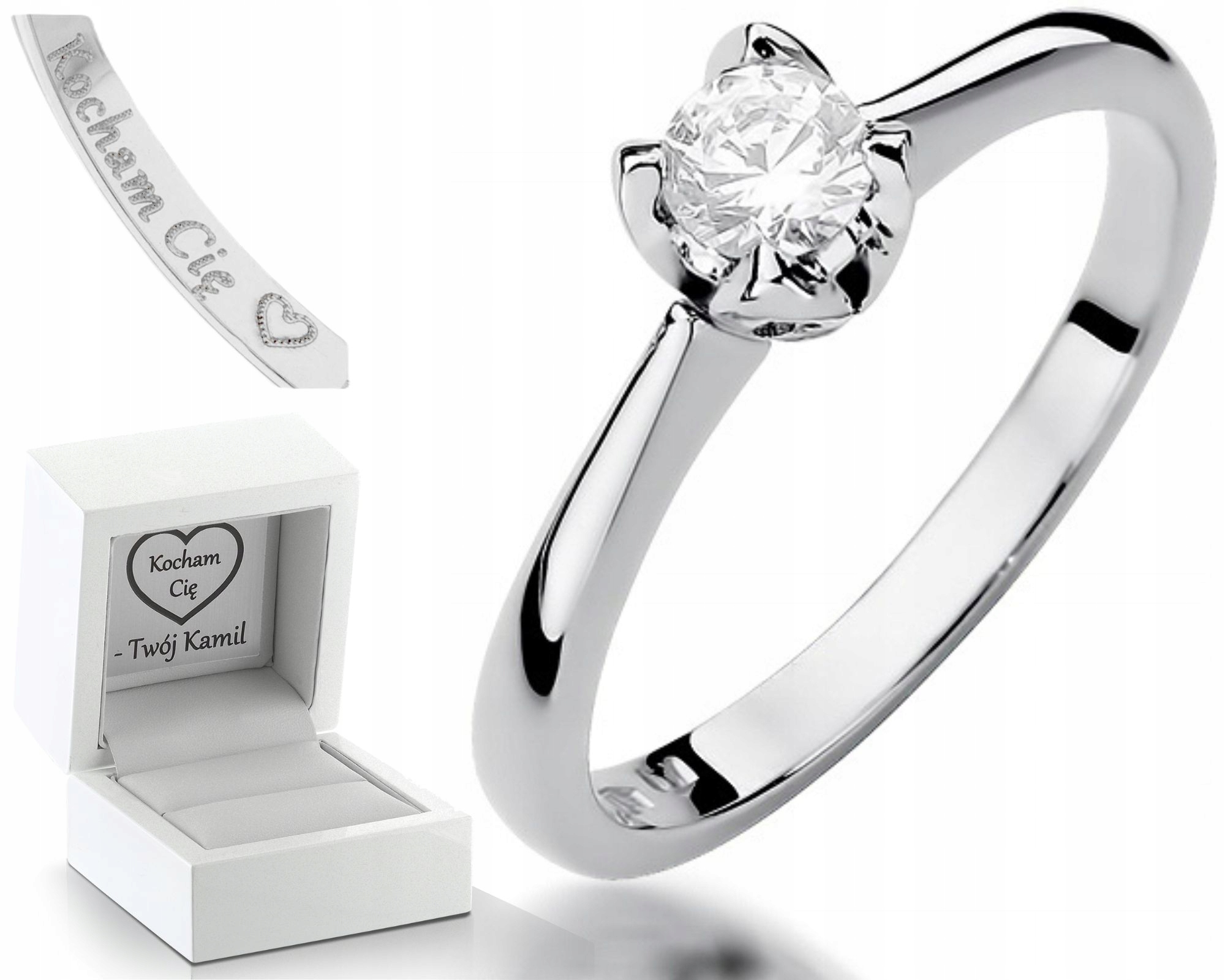 Zlatý Prstýnek Diamant Briliant 0,30 Bílé Zlato Pro Ni Jako Dárek
