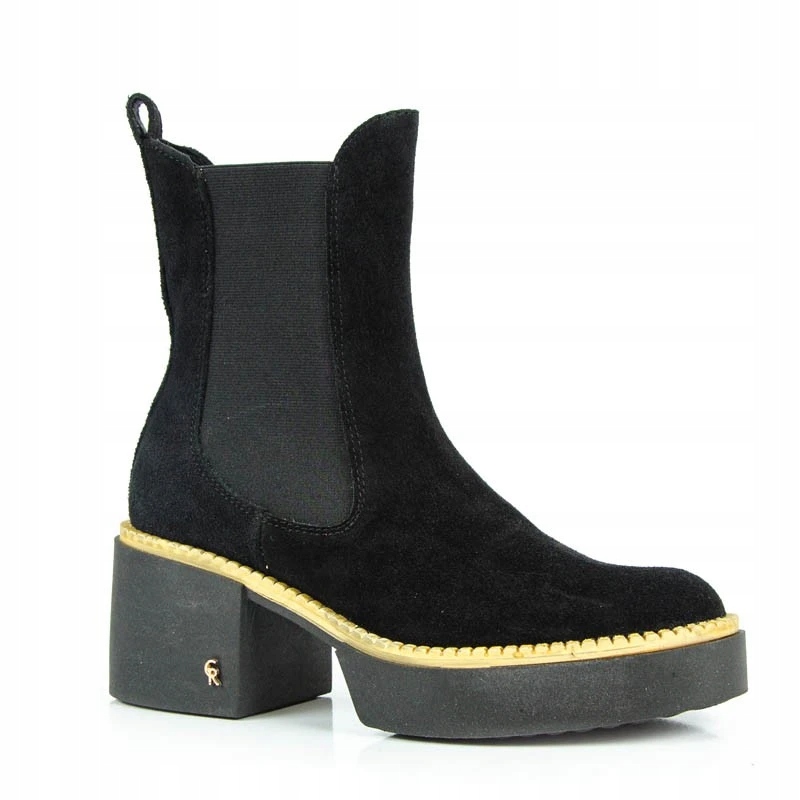 Carinii B7720 Kotníkové Boty Workery Semišová Kůže Černá 39