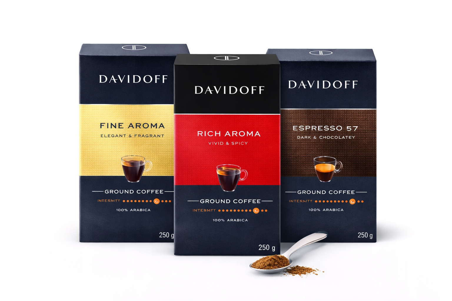 Levně Sada mletých káv Davidoff 3x250g Fine Aroma Rich Aroma Espresso Arabica