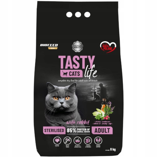 Biofeed Tasty Cats Life Sterilised z królikiem 8kg