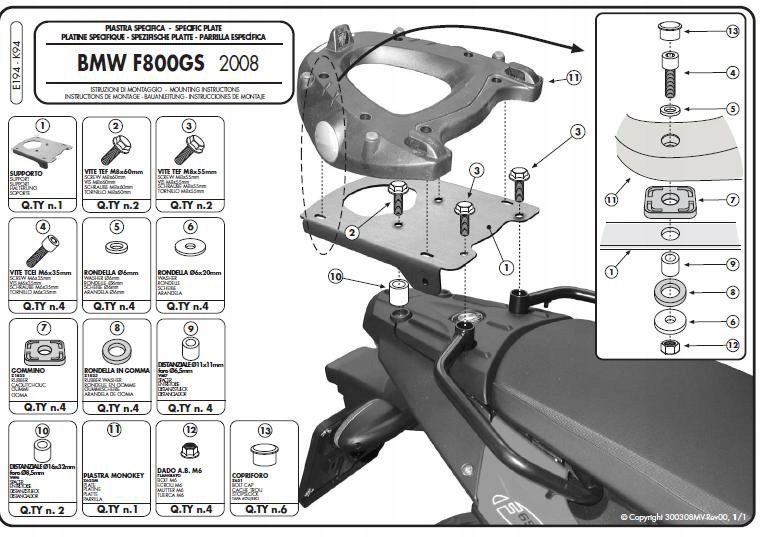 Rám Centrálneho Kufra Bmw F 650GS F 800GS (08-17) (s Monokey Doskou)