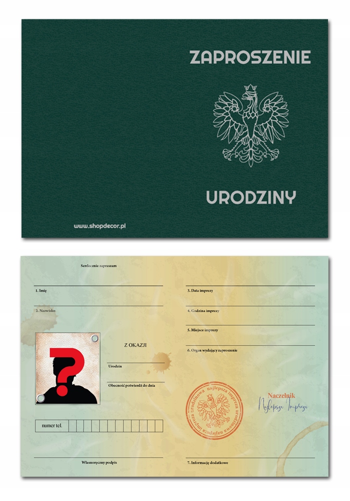 ZAPROSZENIE NA URODZINY STARY DOWÓD OSOBISTY PRL UNIWERSALNE 30 40 50 60 Marka inna