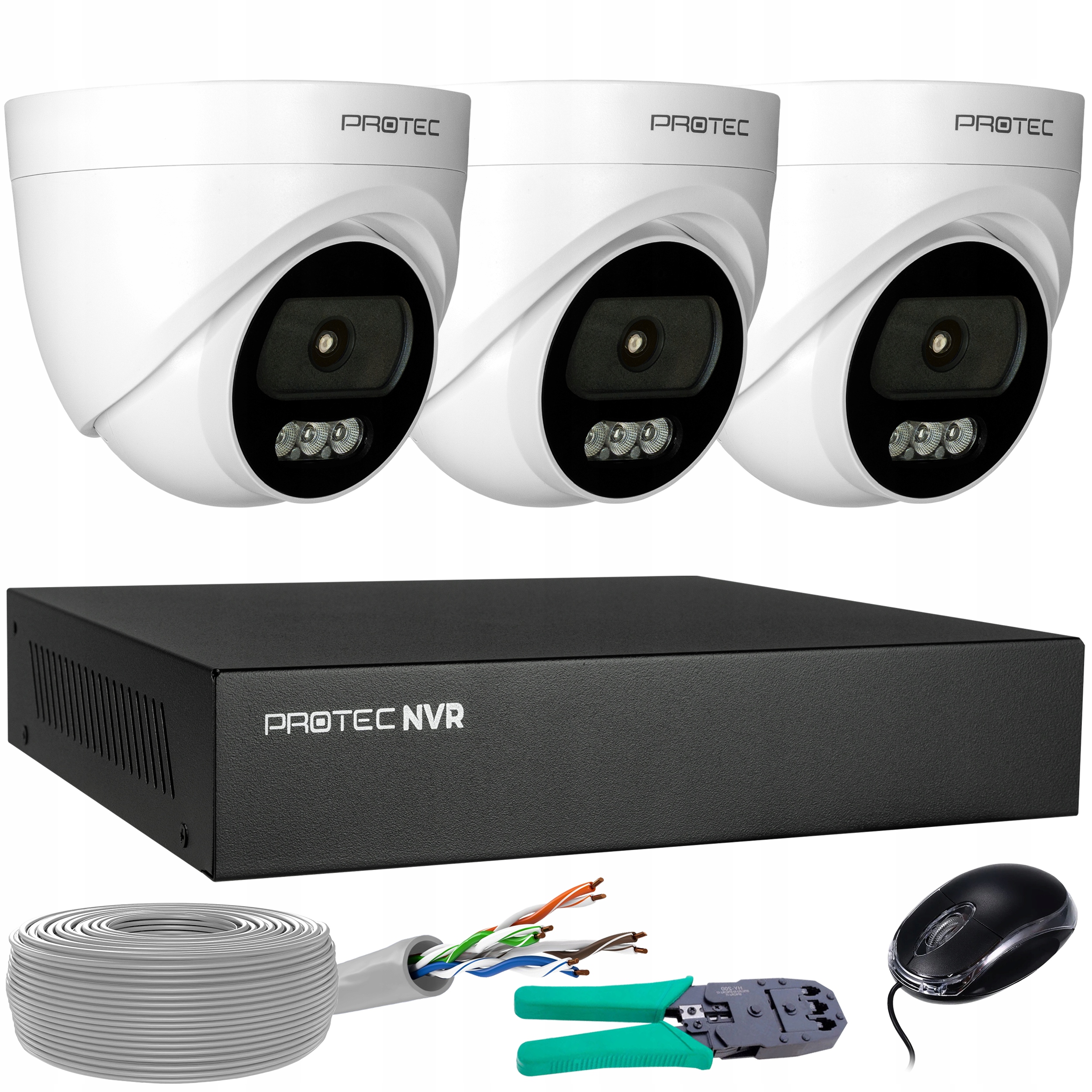 Monitorování 3 Ip kamery 4MPX 2K Poe Kopulový vnitřní mikrofon bez hdd