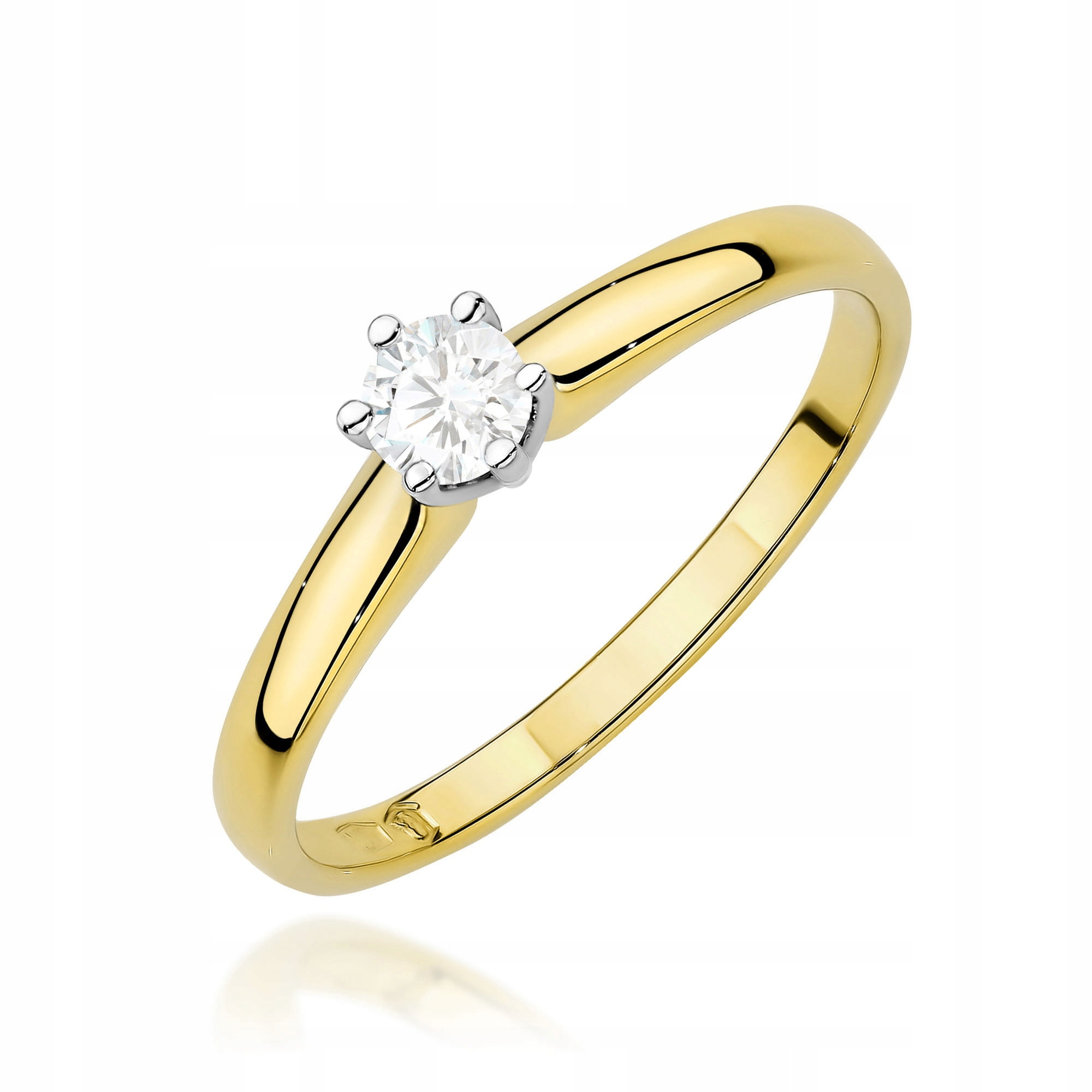 Zlatý prstýnek 585 s laboratorním diamantem 0.20 ct, zásnubní, módní
