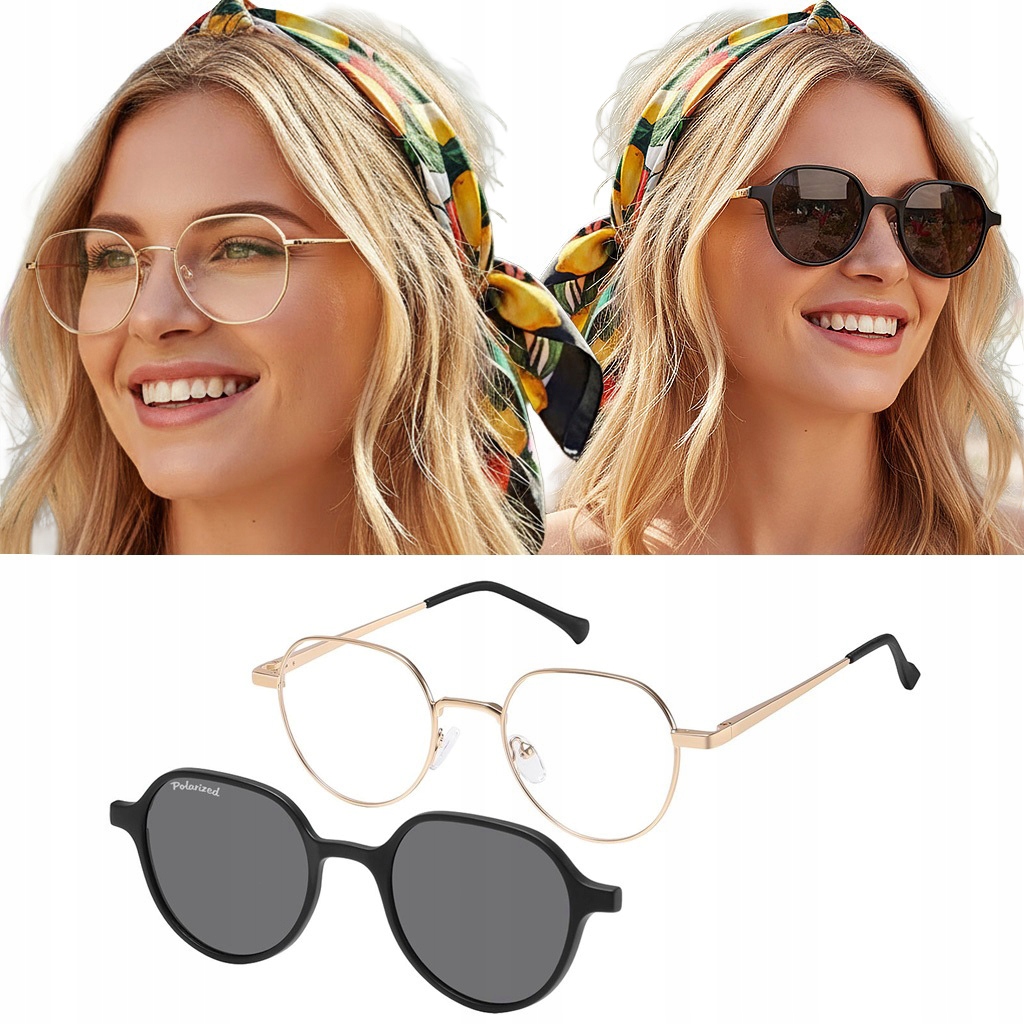 Okulary Oprawki Zerówki Clip On Nakładki Przeciwsłoneczne Filtr Uv 400 Ce