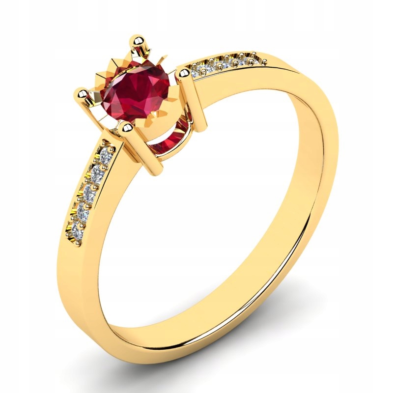 

Pierścionek Złoty Rubin Z Brylantami 0,35CT