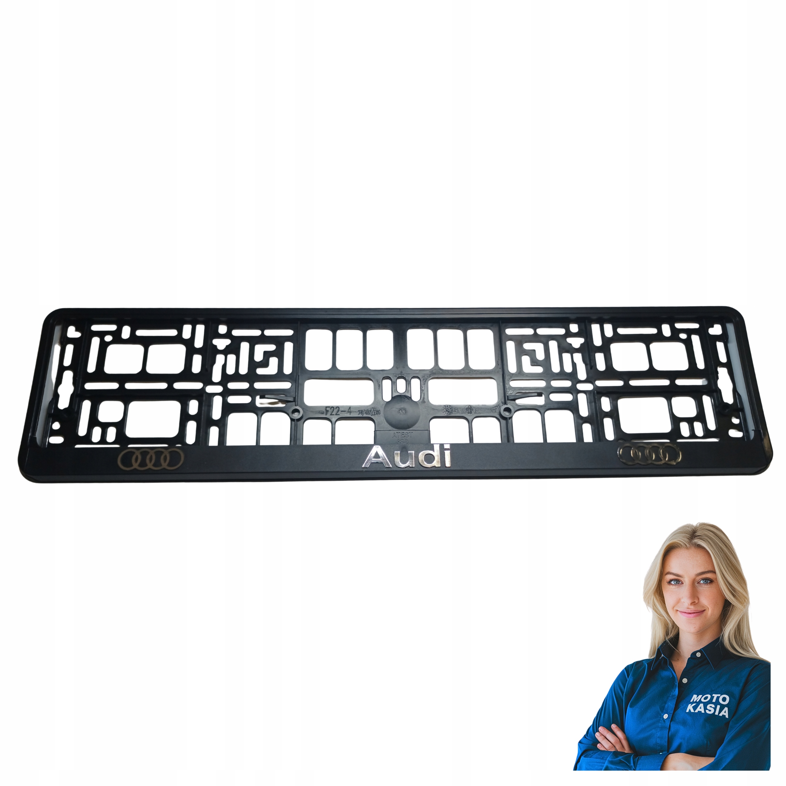 Ramka 3d pod tablicę rejestracyjną montaż mocowanie samochodowe audi czarna