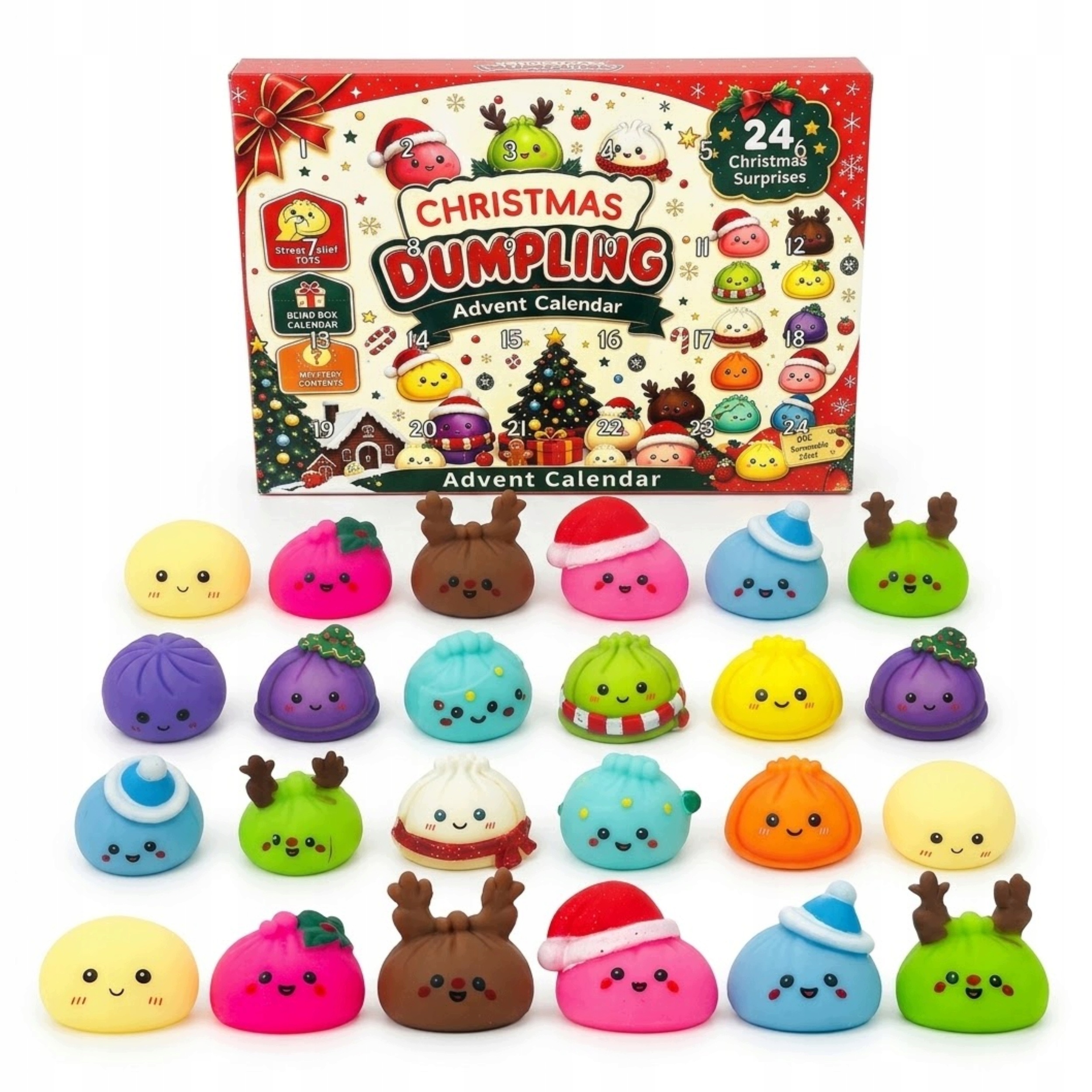 Адвент-календарь Squishy Dumpling подвесной, 24 мялки-фигурки