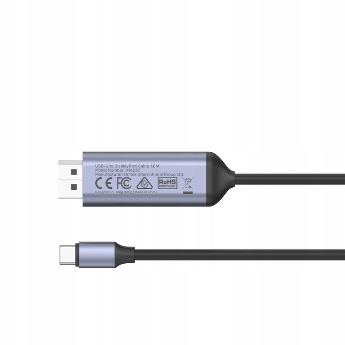 Kabel Adapter USB-C - DP DisplayPort 1.4 8K 60Hz 4K 120Hz HDCP 2.2 1.8m Zastosowanie Video