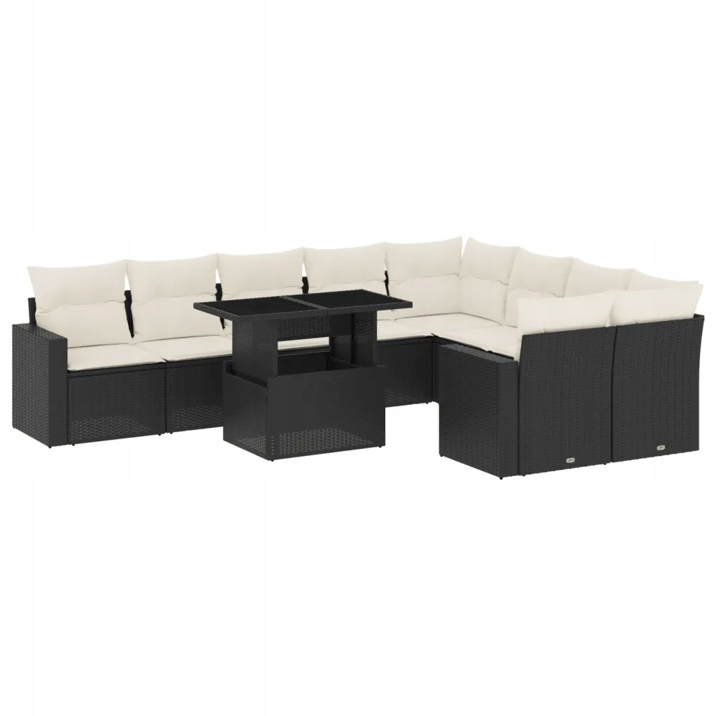Set zahradního nábytku technorattan vidaXL černý 10 el.