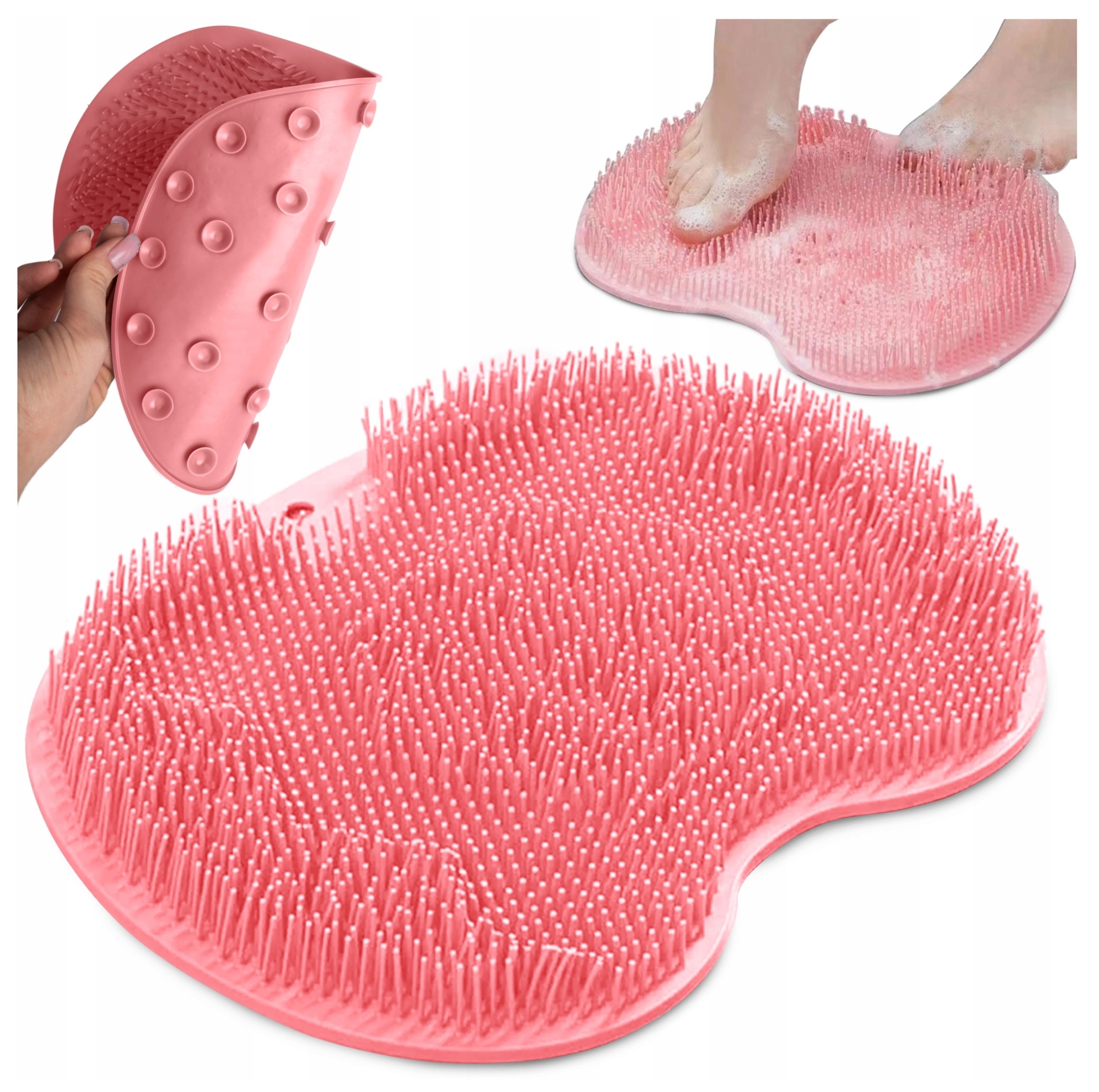 MATA SILIKONOWA DO MYCIA CIAŁA STÓP SZCZOTKA MYJKA POD PRYSZNIC RÓŻOWY