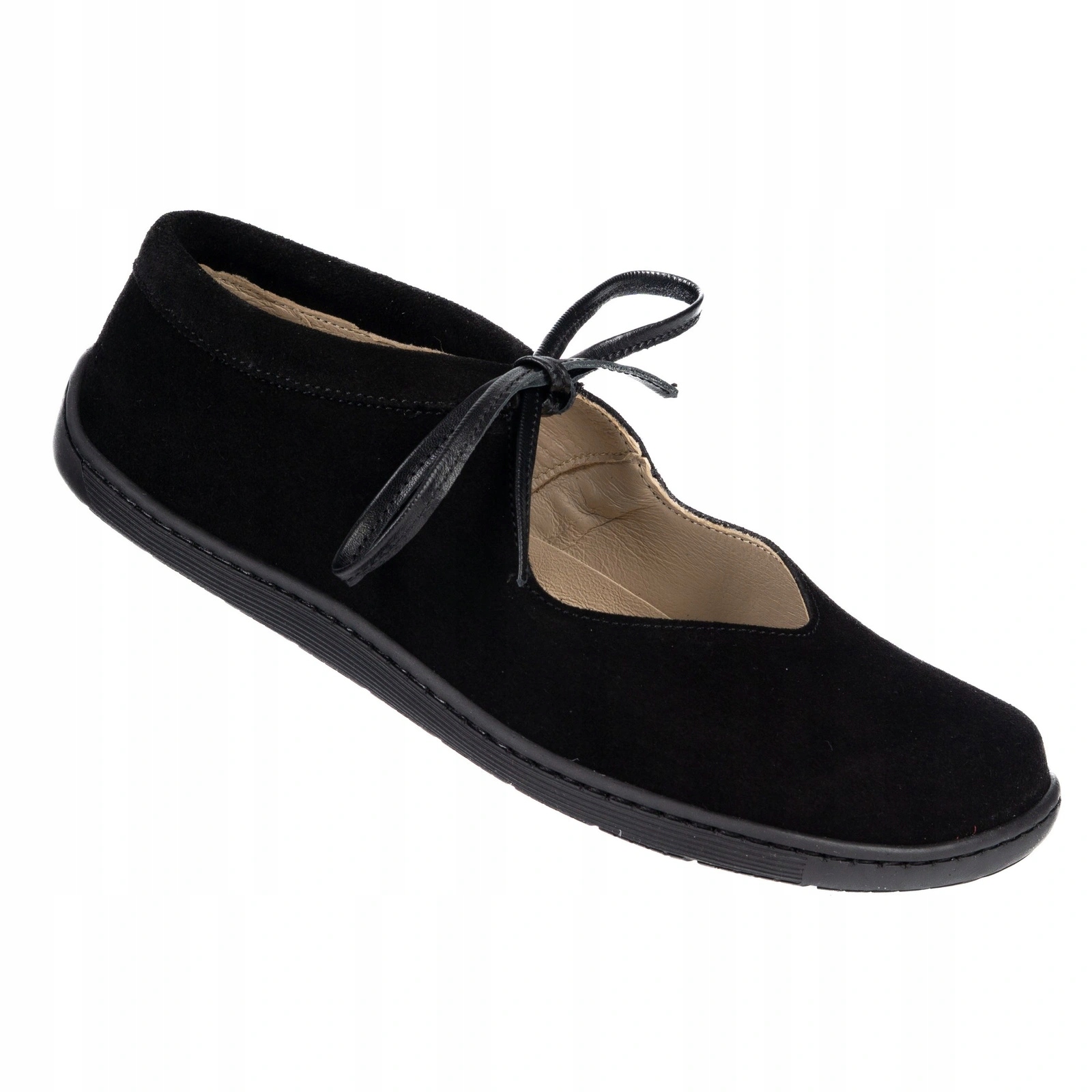 Kožené barefoot boty Olivier Classic Lace 1317, černé, velur, velikost 42