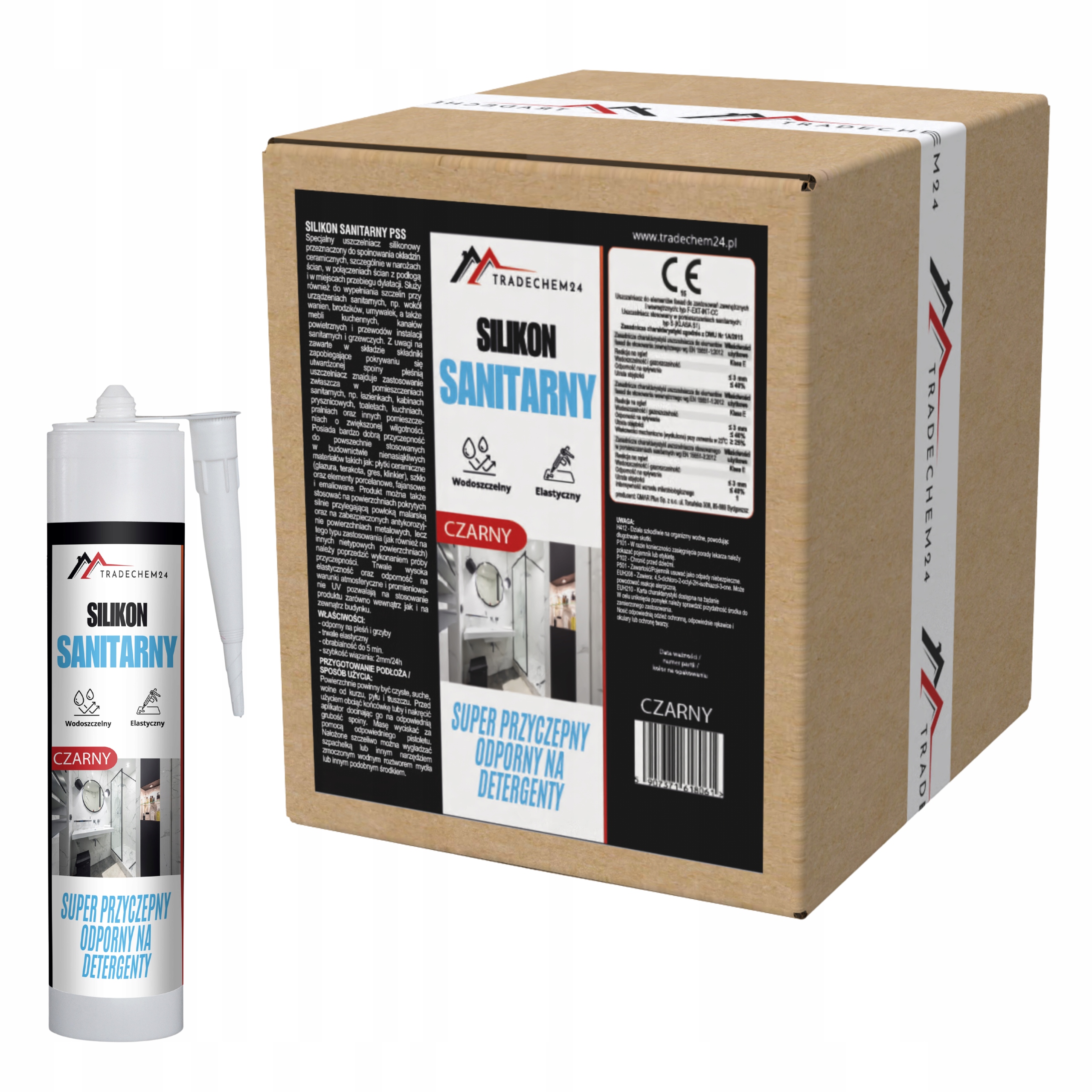 12 x Sanitární Silikon Černý Pro Sprchovou Vaničku Do Koupelny A Umyvadla Na Desku