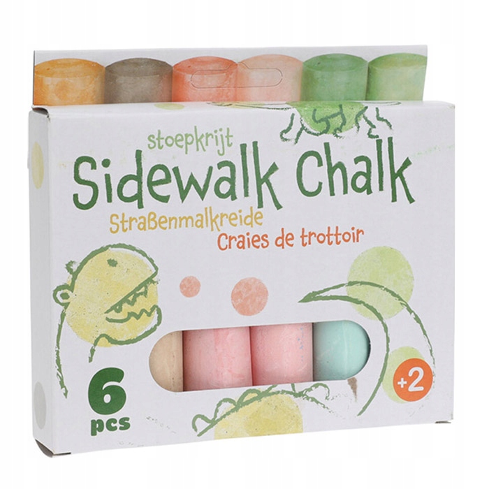 x6 KREDA CHODNIKOWA DLA DZIECI KOLOROWA XXL = 10cm DO RYSOWANIA MALOWANIA