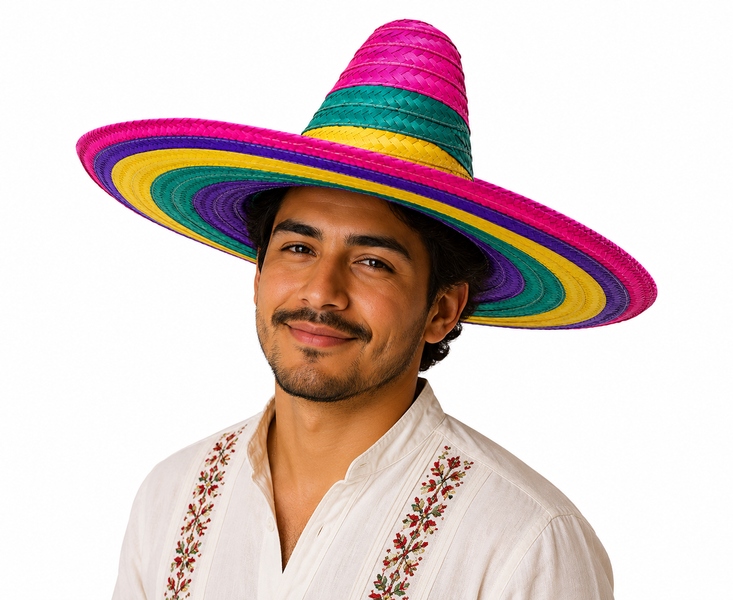 Sombrero Mexické Velké Multicolor Mexiko 52CM Sada 10 Kusů