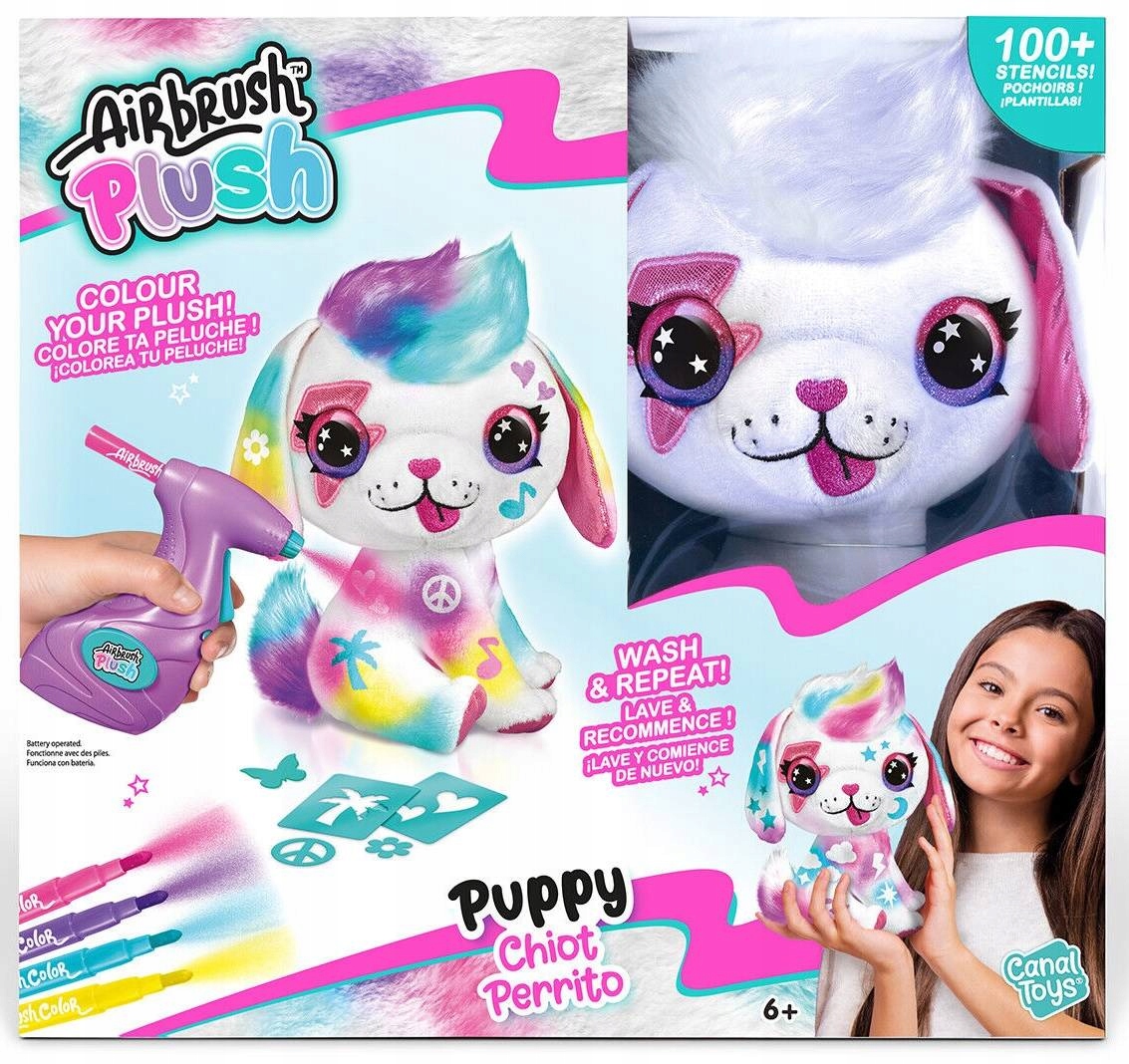 AIRBRUSH PLUSH POKOLORUJ PLUSZAKA PLUSZ PIES PIESEK MASKOTKA DO KOLOROWANIA