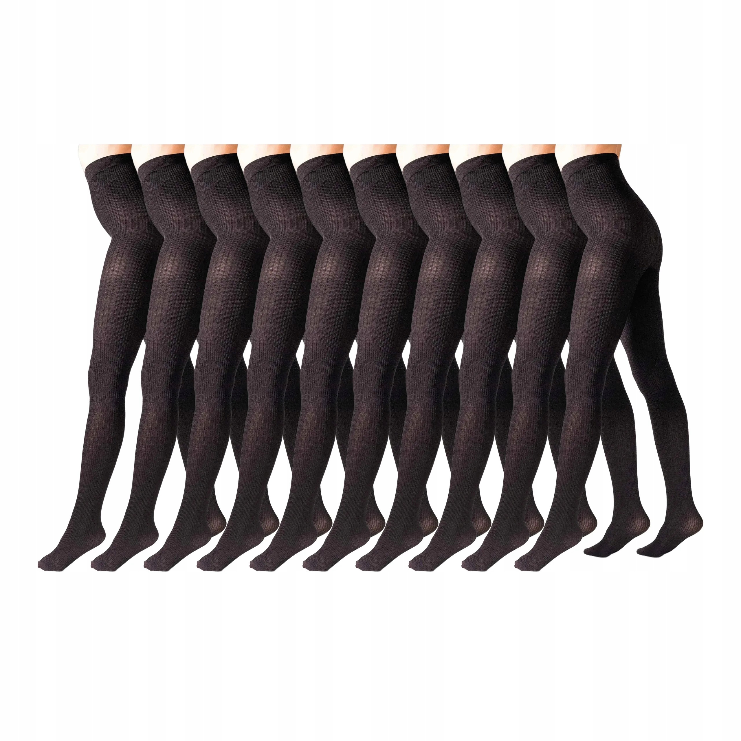 10 párů Punčocháče z merino vlny přírodní proužek L2010 Wool 10x Bronz 4-L