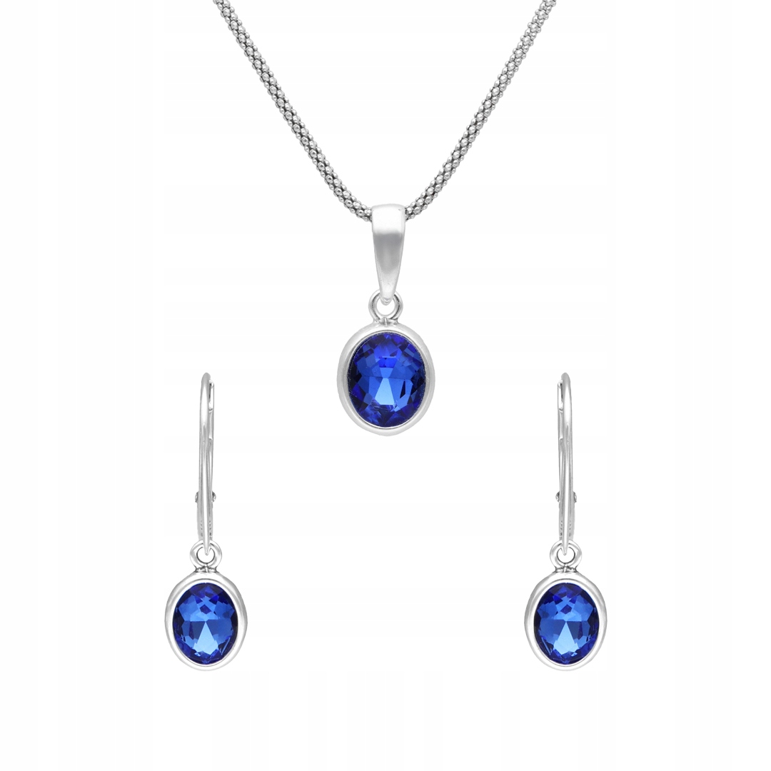 Stříbrný komplet se safírovými zirkony elegantní dámské šperky