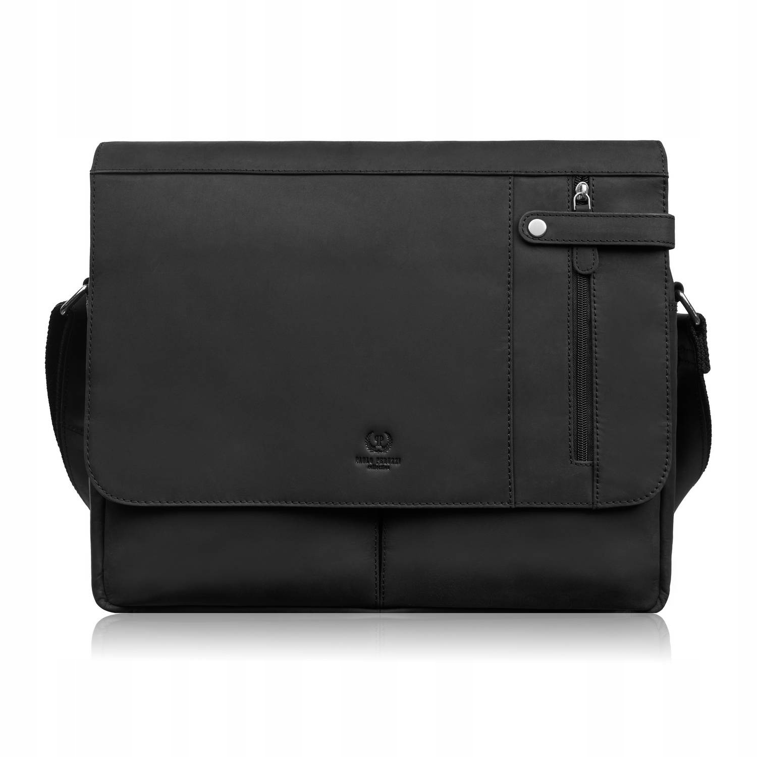 Pánská černá kožená taška na rám pro vintage notebook Paolo Peruzzi