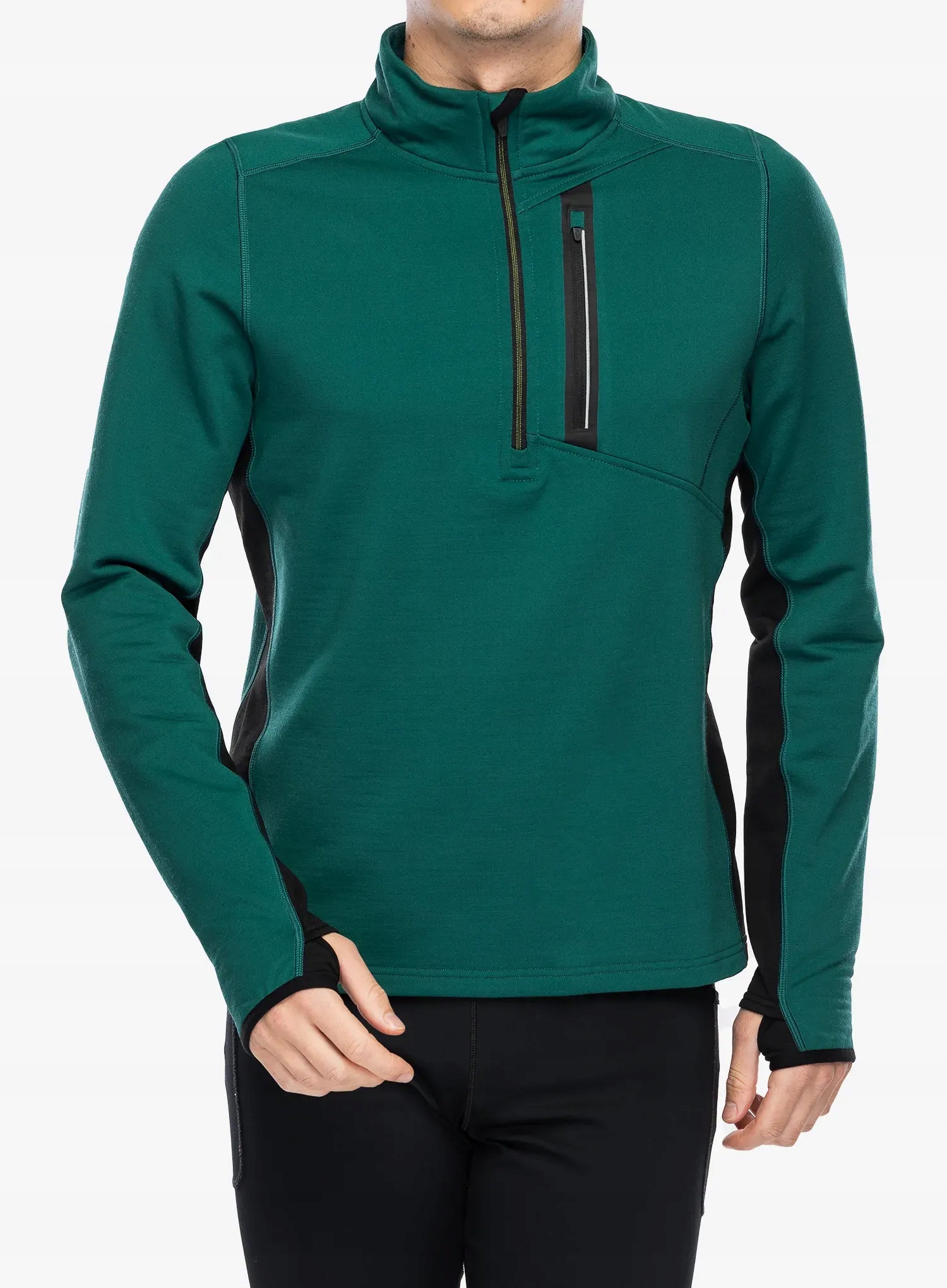 Mikina bez kapuce Smartwool Active Fleece s kapucí a 1/2 zipem stálezelená L