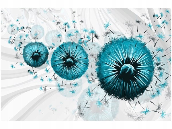 100 70cm Obraz płótno Turkusowe dmuchawce 5 płótno rama