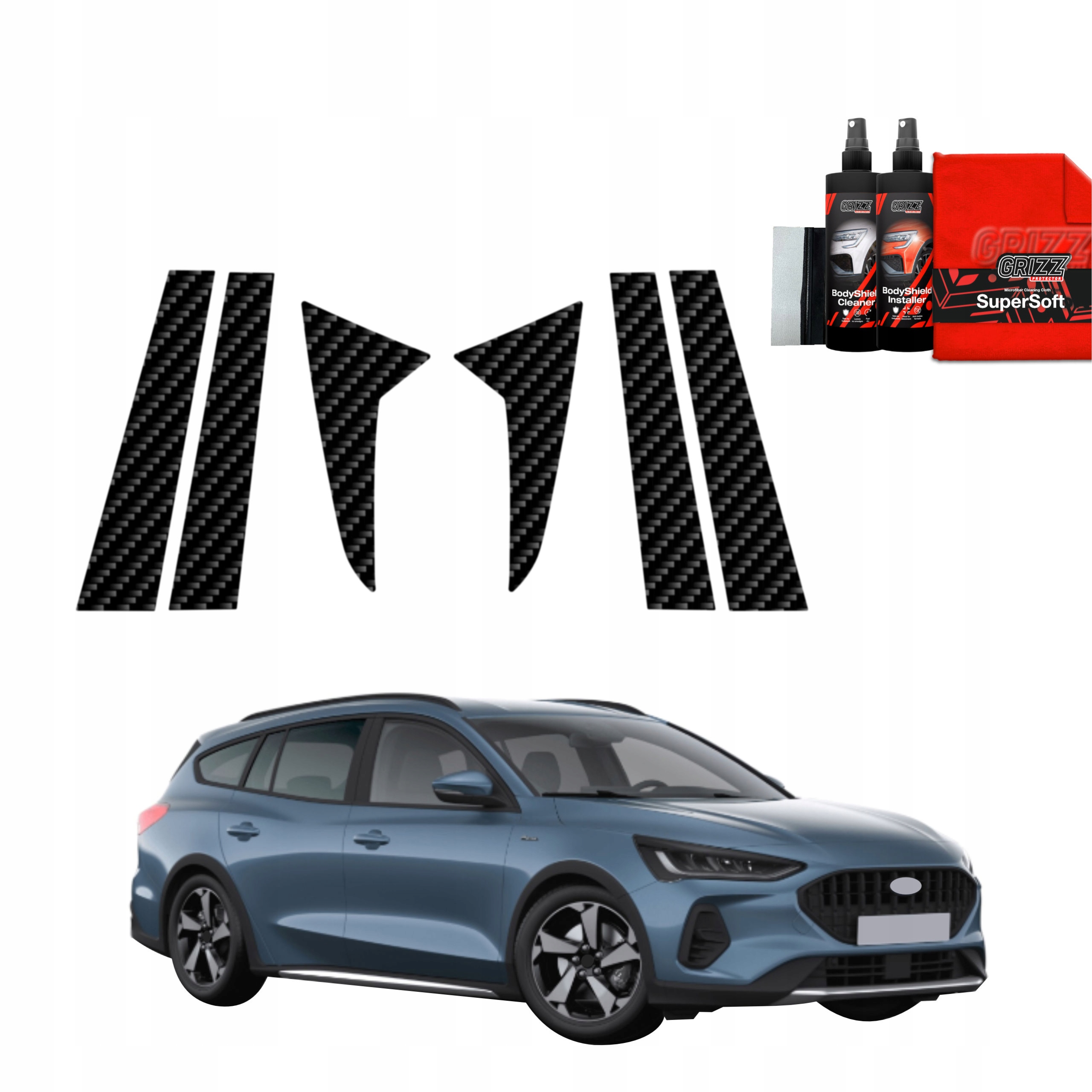 6v1 Fólie na sloupky pro Focus Active X Kombi Facelift (2021-2025)