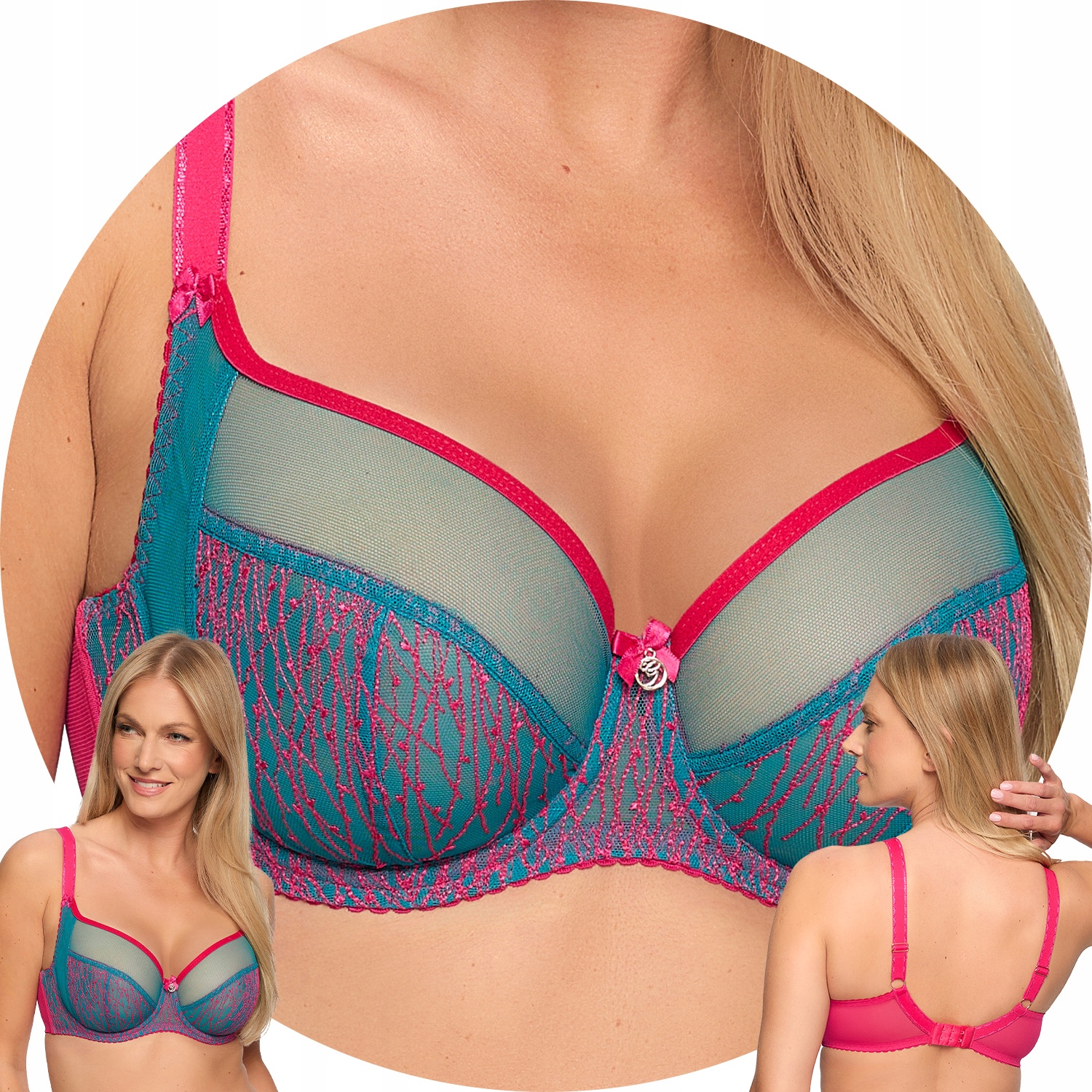 Gaia 1294 Cintia měkká podprsenka tyrkysová-fuchsiová 75D