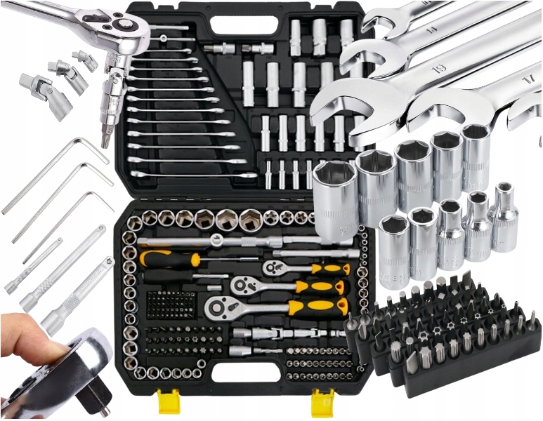 Sada Nářadí 218ks Sada Nástavců Bitů Klíčů Kufr Crv
